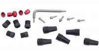 Sram DISC BRAKE HOSE FITTING KIT - SHORT NUT (INCLUDES 5 THREADED HOSE BARBS,5 COMPRESSION NUTS, 5 RED COMP OLIVES,  1 T8 TORX) - RED/FORCE/RIVAL AXS 2-PIECE