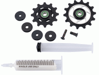 Sram REAR DERAILLEUR CERAMIC PULLEY KIT RED AXS E1 (INCLUDES 12T UPPER PULLEY AND 14T LOWER METAL SPIDER PULLEY,  18.5MM AND 12.8MM TITANIUM PULLEY SCREWS, GREASE)