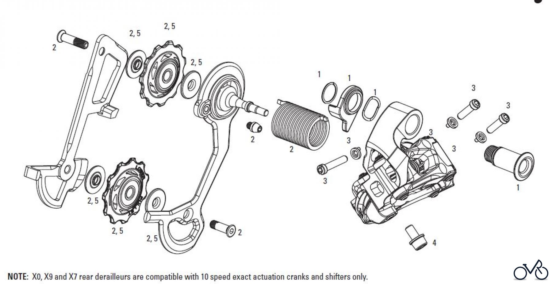  Sram Sram SRAM X0 / X9 / X7 / ViaGT - REAR DERAILLEUR 2x10, 3x10 (2011-2012)