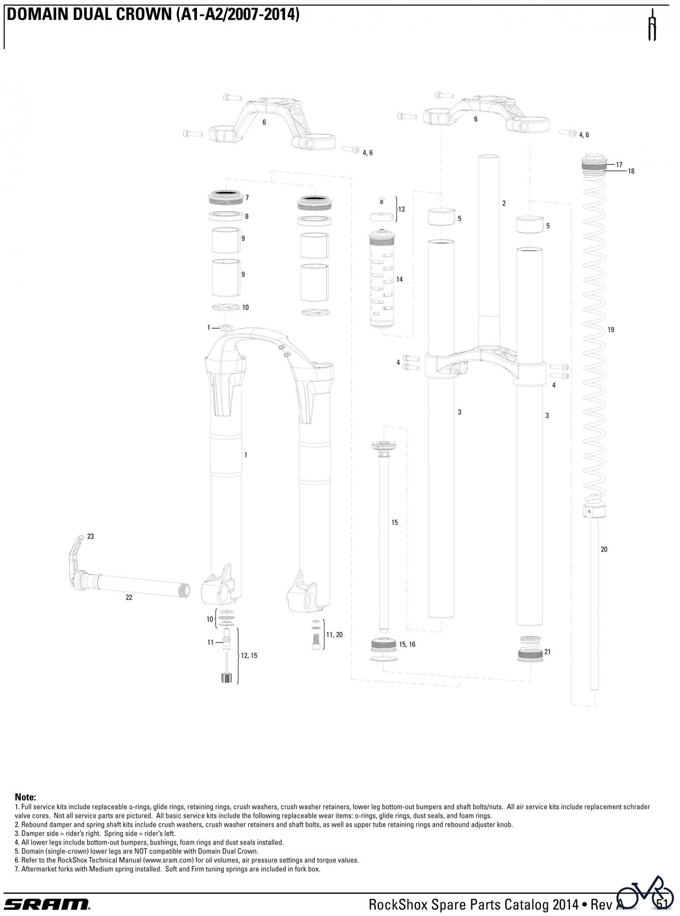  Sram RockShox DOMAIN DUAL CROWN (A1-A2/2007-2014)