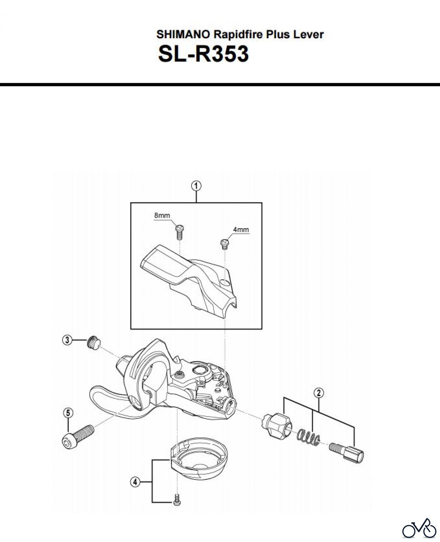  Shimano SL Shift Lever - Schalthebel SL-R353 SHIMANO Rapidfire Plus Lever