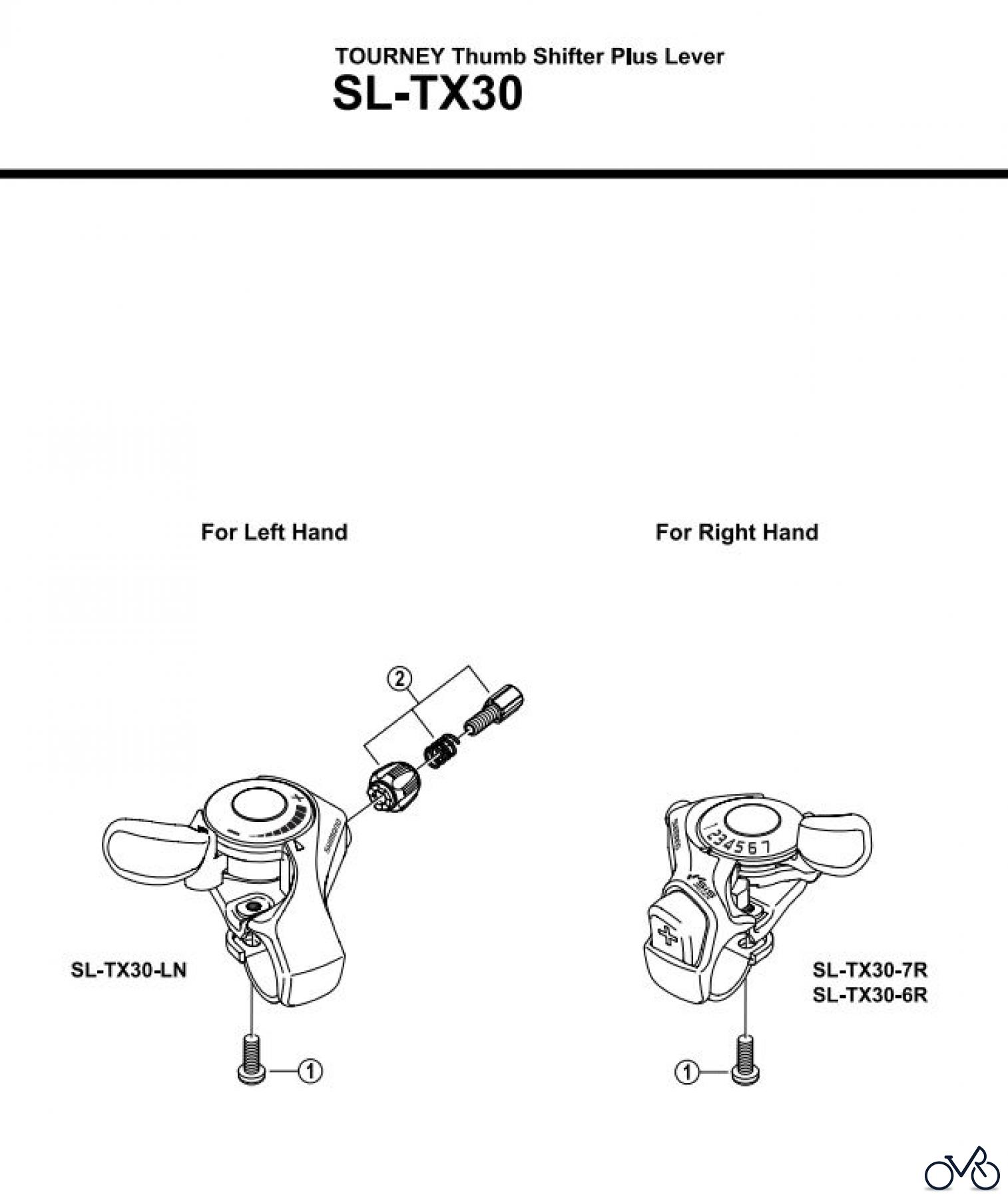 Shimano SL Shift Lever - Schalthebel SL-TX30 TOURNEY Thumb Shifter Plus Lever