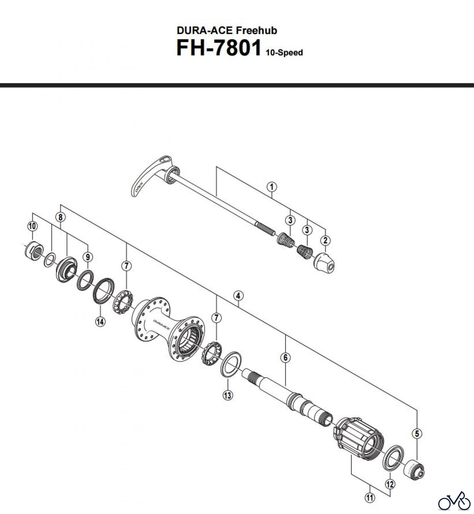  Shimano FH Free Hub - Freilaufnabe FH-7801 DURA-ACE Kassettennabe 10-fach
