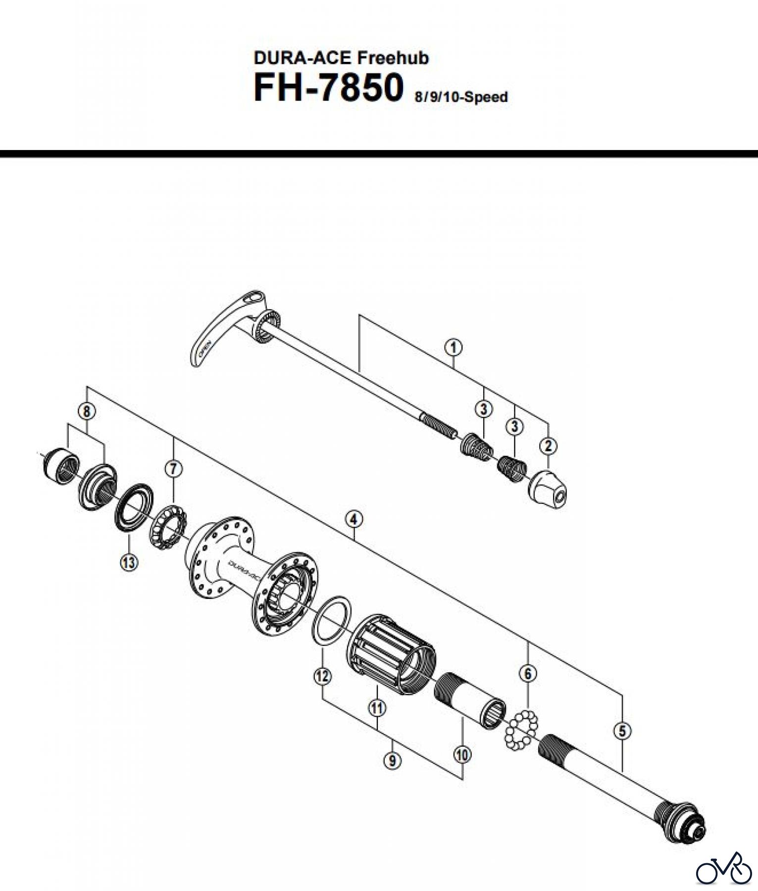  Shimano FH Free Hub - Freilaufnabe FH-7850 DURA-ACE  Kassettennabe 8/9/10-fach