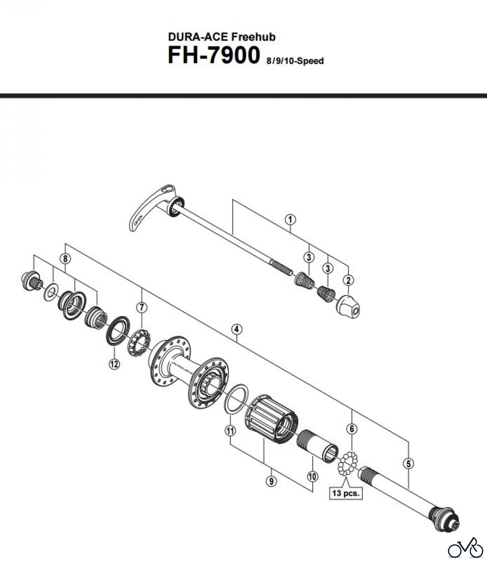 Shimano FH Free Hub - Freilaufnabe FH-7900 -2875A DURA-ACE Kassettennabe 8/9/10-fach