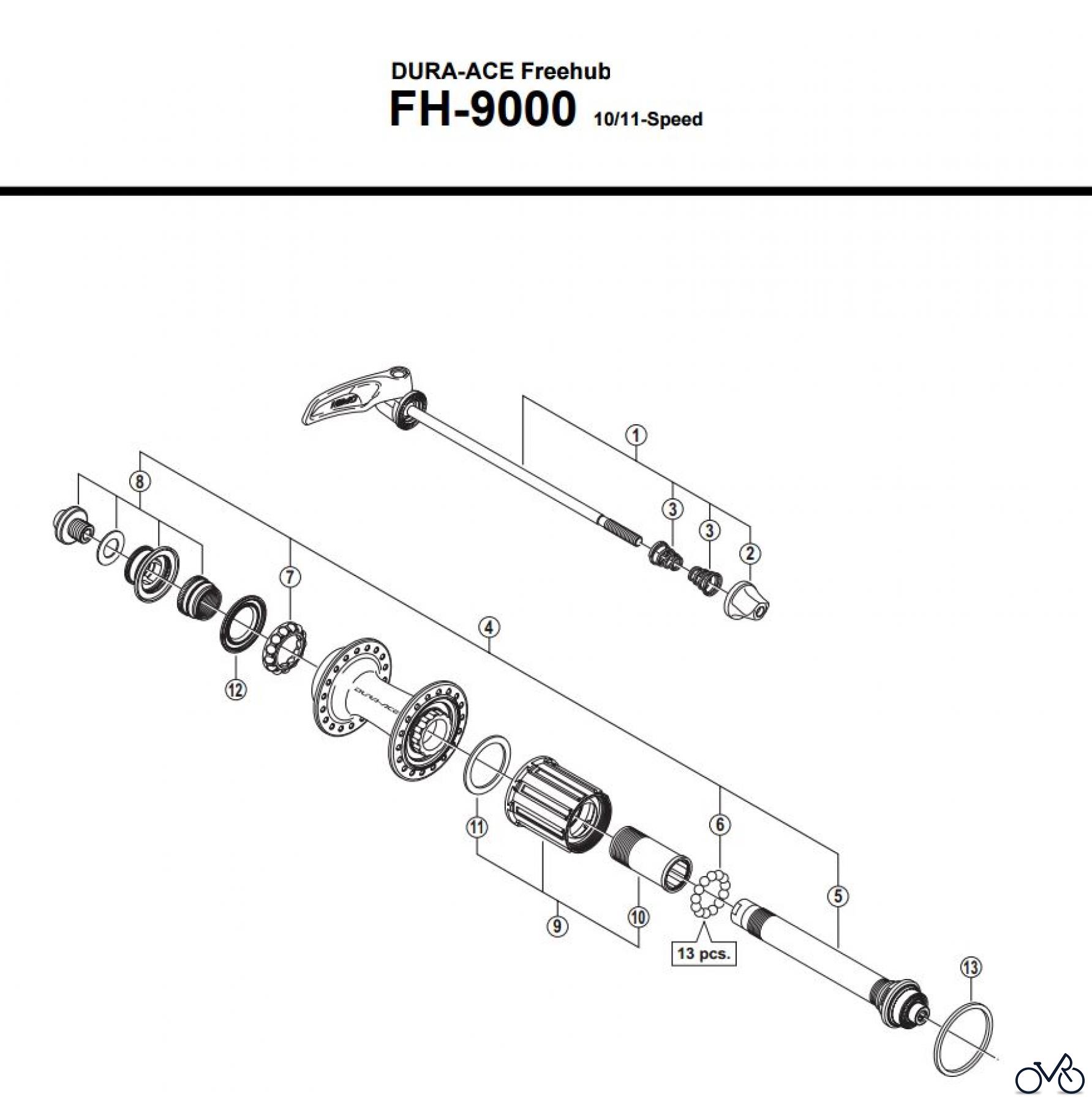  Shimano FH Free Hub - Freilaufnabe FH-9000 DURA-ACE Kassettennabe 10/11-fach