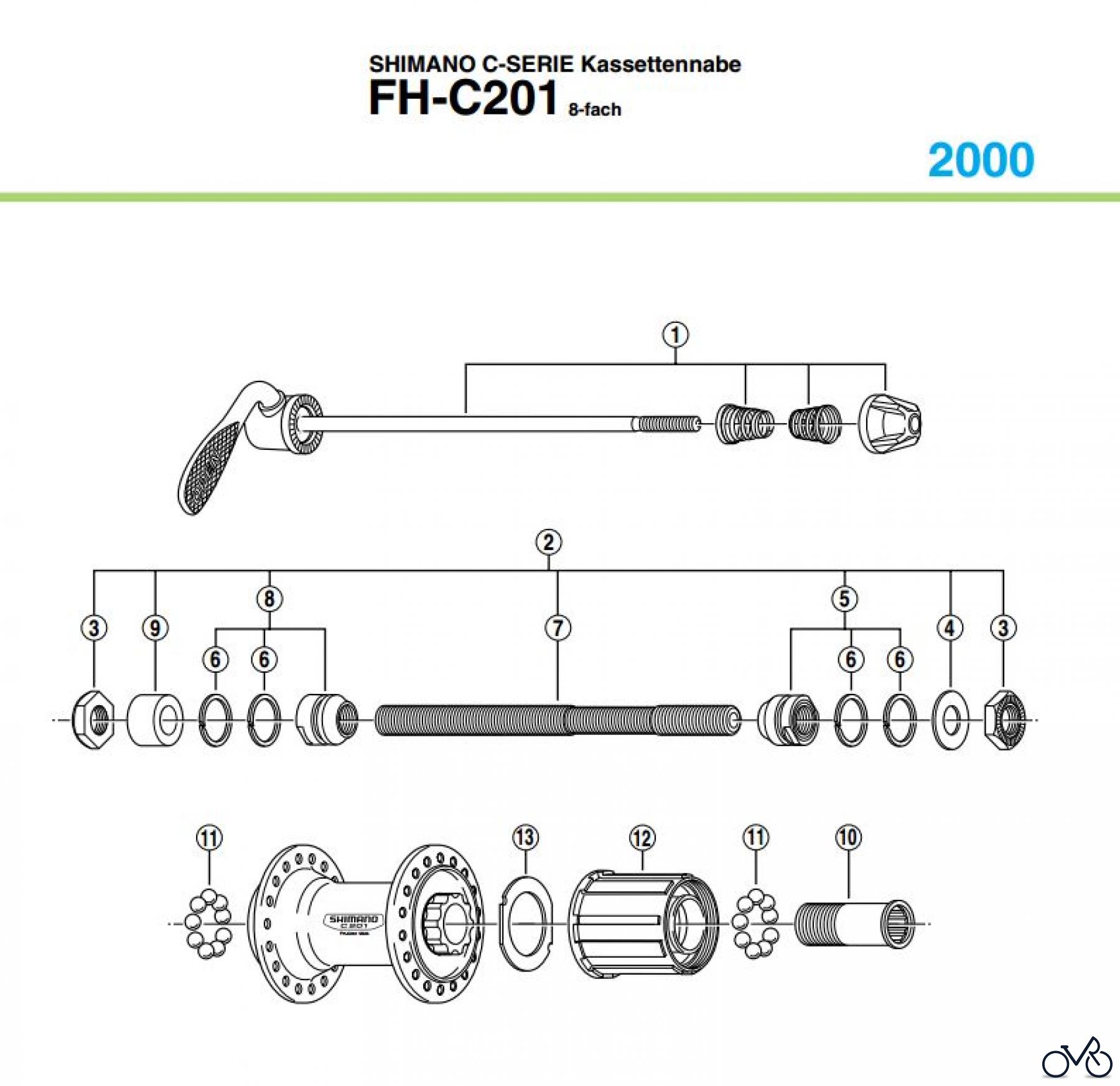 Shimano FH Free Hub - Freilaufnabe FH-C201 SHIMANO C-SERIE Kassettennabe 8-fach