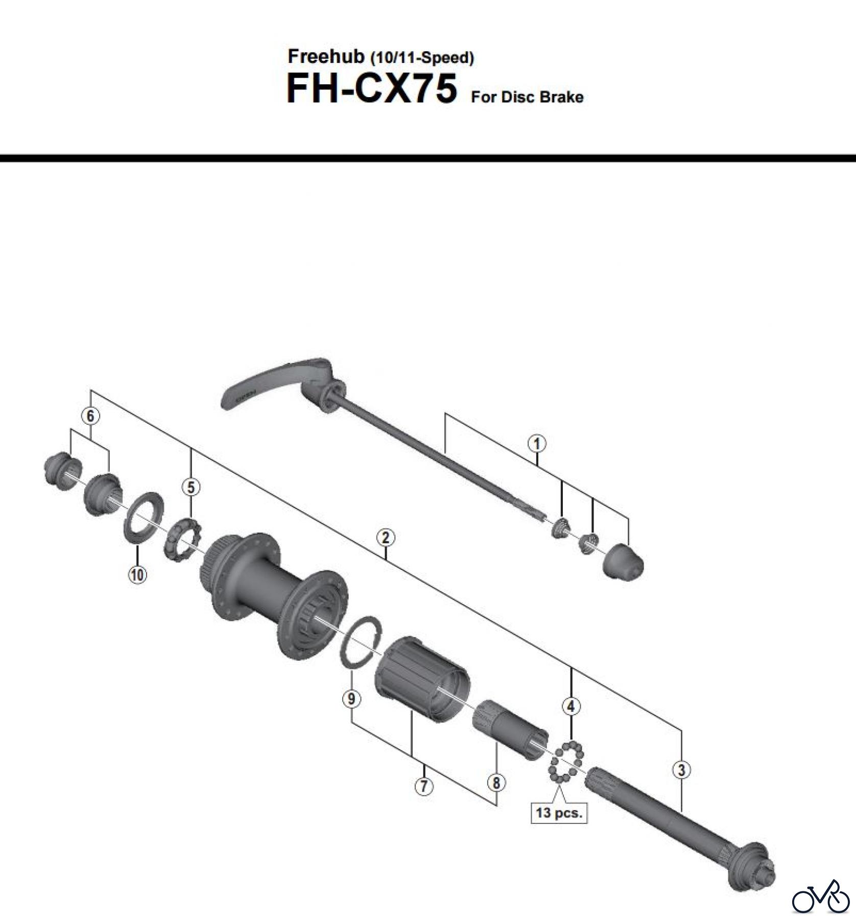  Shimano FH Free Hub - Freilaufnabe FH-CX75 -3551 Kassettennabe 10-/11-fach für Scheibenbremse
