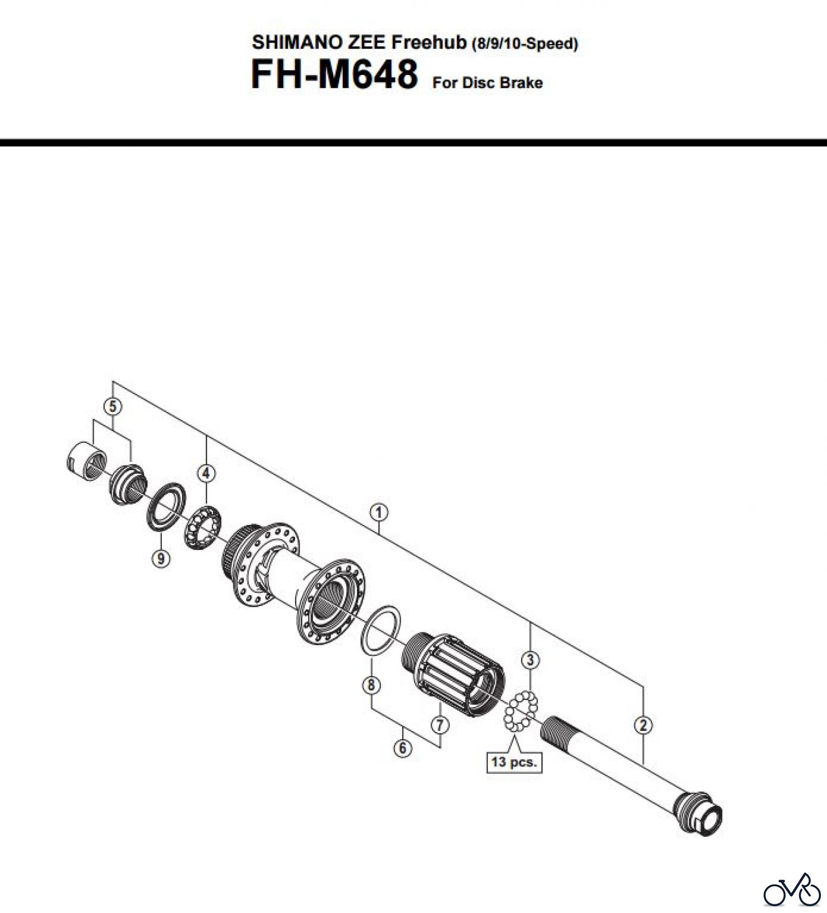  Shimano FH Free Hub - Freilaufnabe FH-FH-M648 SHIMANO ZEE Kassettennabe Freehub (8/9/10-fach) 