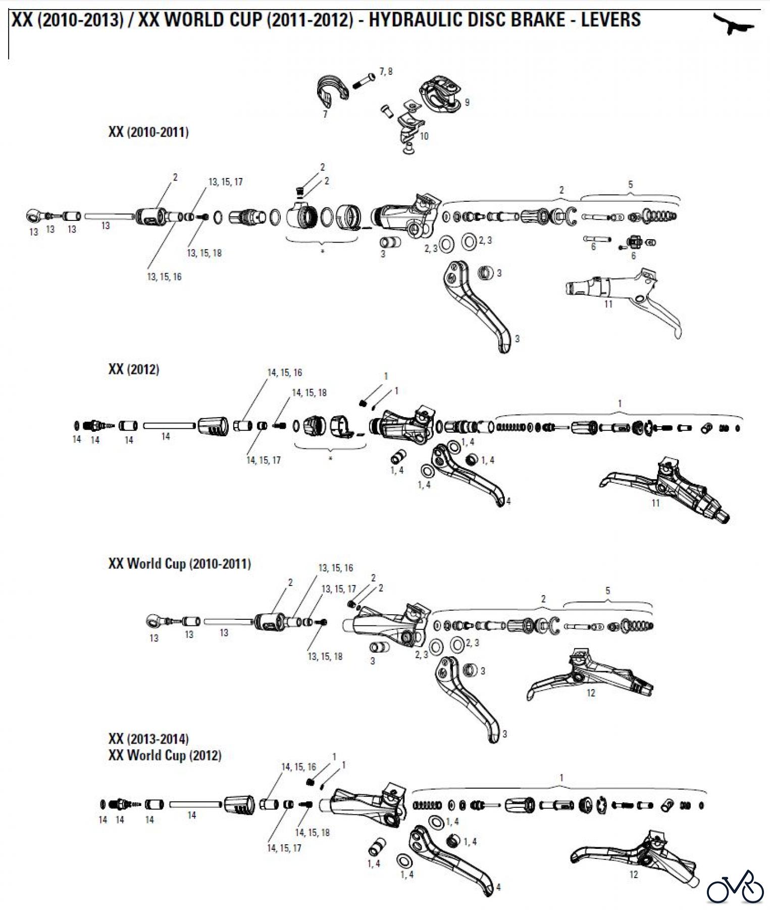 Sram avid HYDRAULIC DISC BRAKE - LEVERS XX (2010-2013) / XX WORLD CUP (2011-2012) - HYDRAULIC DISC BRAKE - LEVERS