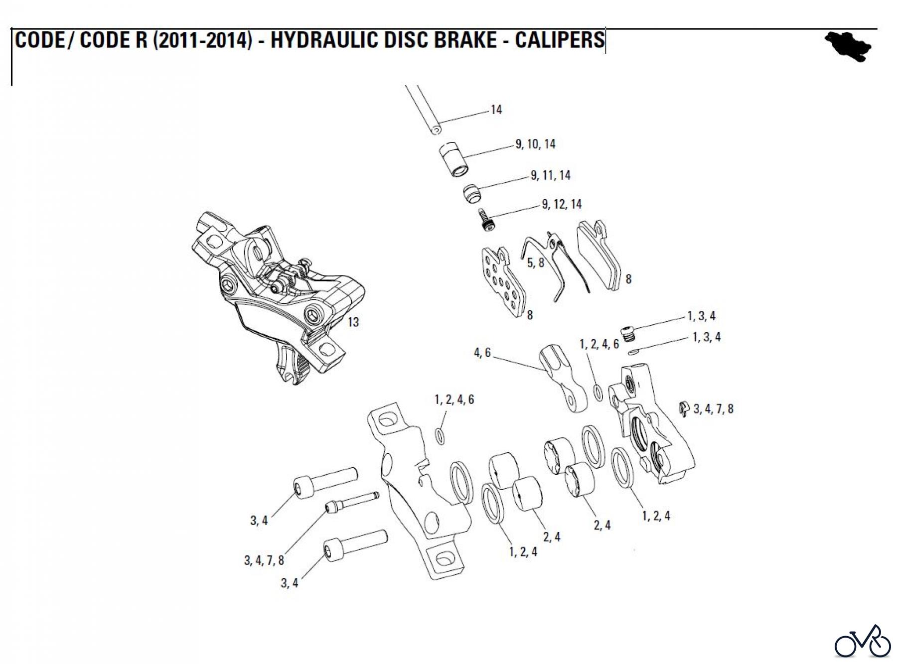  Sram avid HYDRAULIC DISC BRAKE - CALIPERS CODE / CODE R (2011-2014) - HYDRAULIC DISC BRAKE - CALIPERS