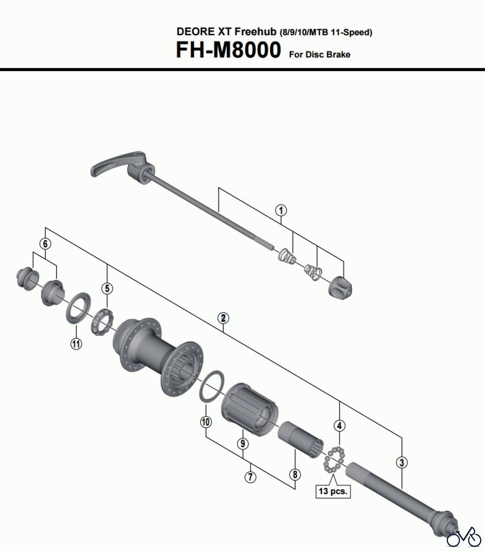  Shimano FH Free Hub - Freilaufnabe FH-M8000  DEORE XT Freehub (8/9/10/MTB 11-Speed)