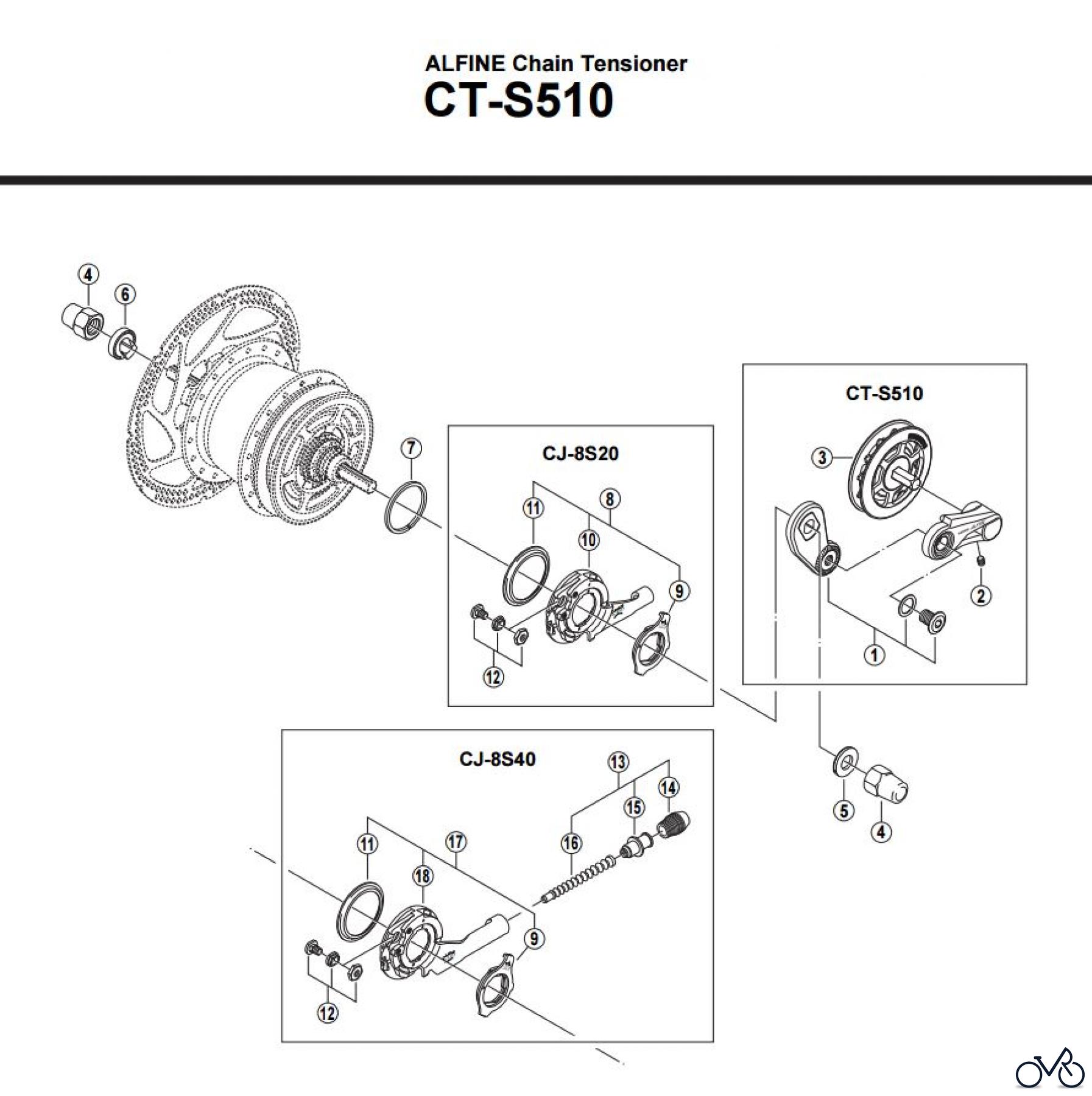  Shimano CT Chain Tensioner - Kettenspanner CT-S510 -2958B ALFINE Chain Tensioner