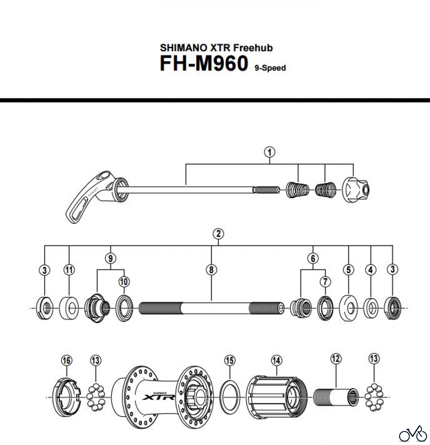  Shimano FH Free Hub - Freilaufnabe FH-M960, 2002 SHIMANO XTR Freehub 9-Speed
