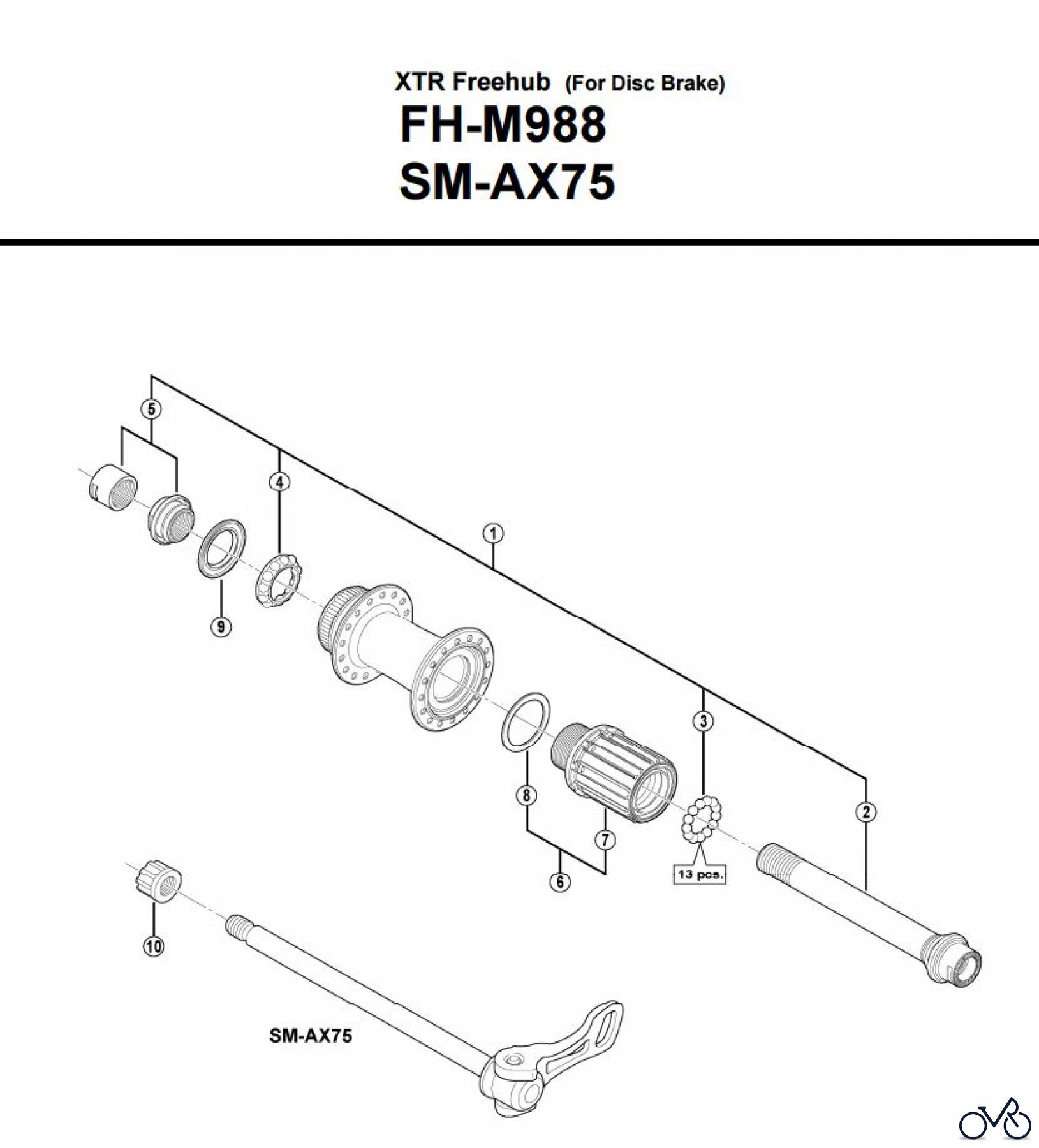 Shimano FH Free Hub - Freilaufnabe FH-M988 -3009 XTR Freehub (For Disc Brake)