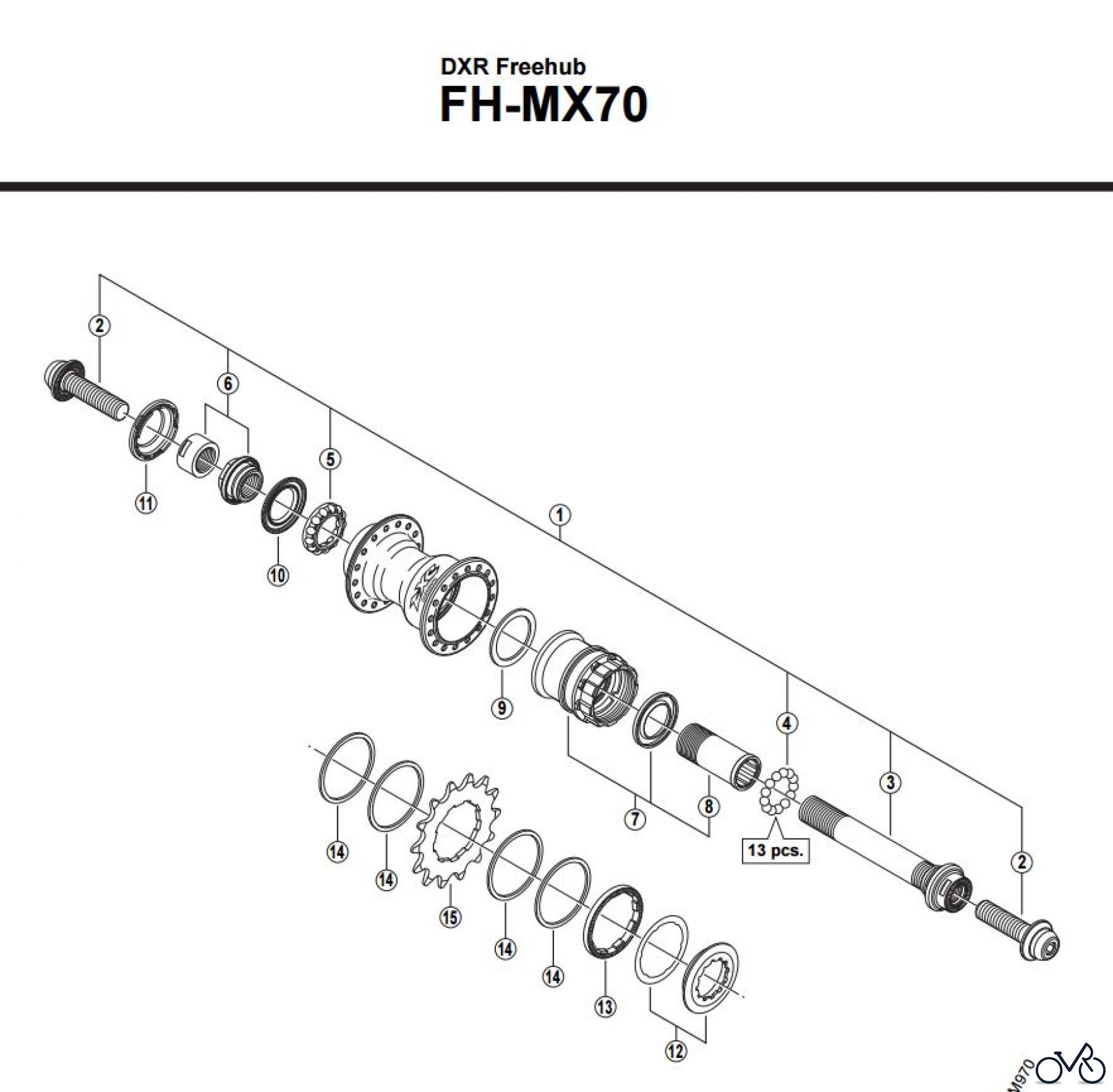 Shimano FH Free Hub - Freilaufnabe FH-MX70 -2658B DXR Freehub