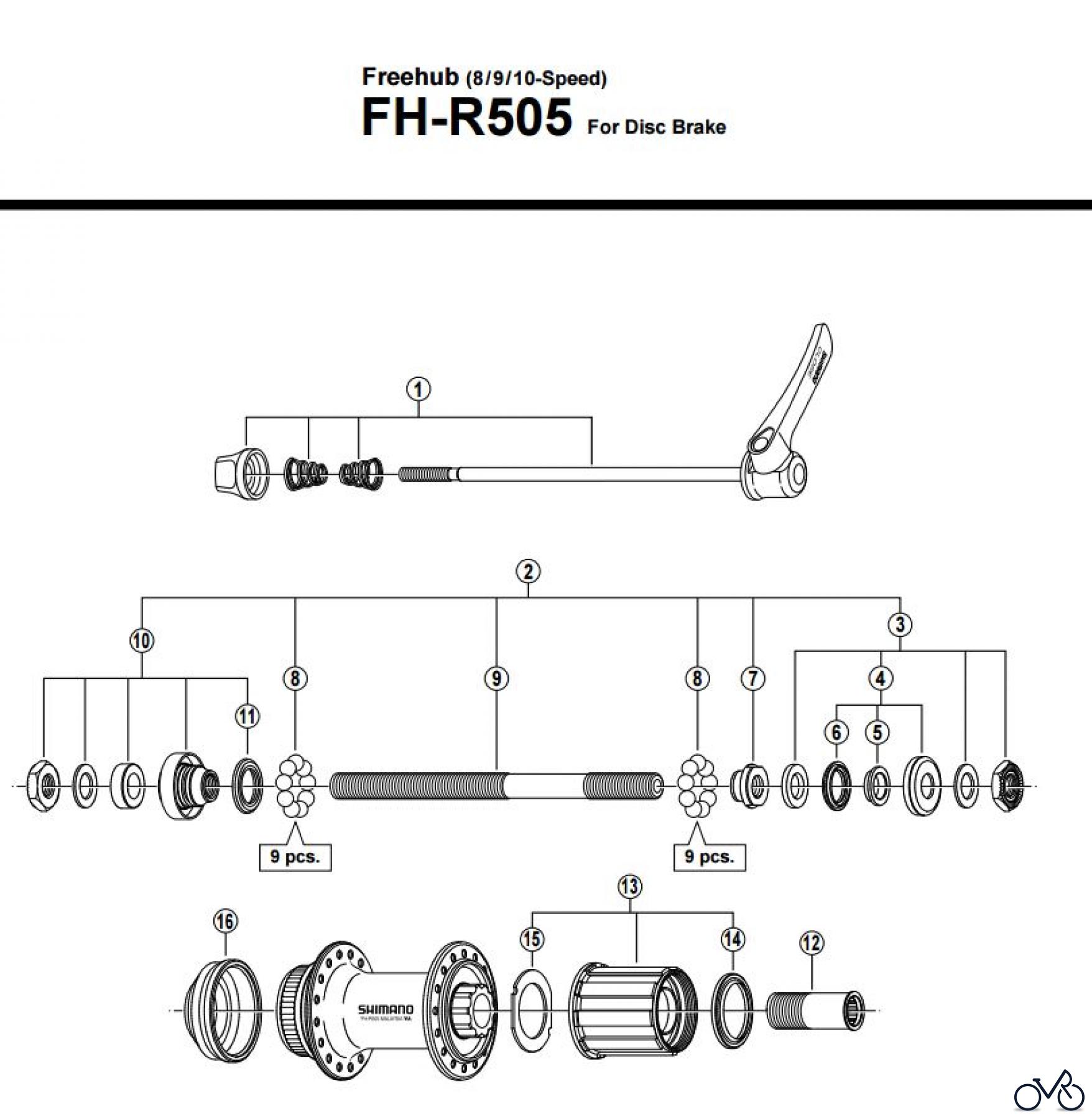  Shimano FH Free Hub - Freilaufnabe FH-R505 -New Dustcap