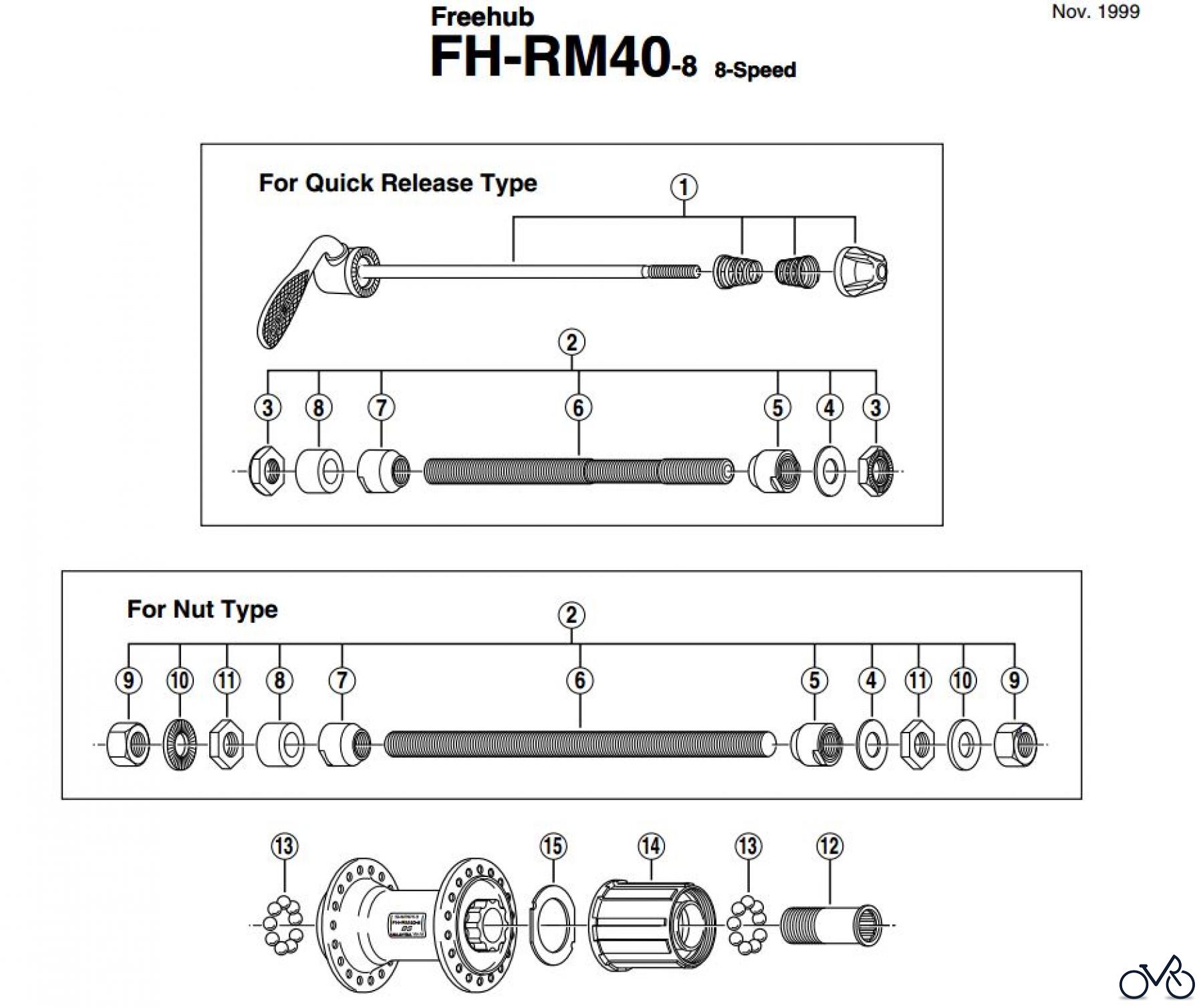Shimano FH Free Hub - Freilaufnabe FH-RM40-8 Kassettennabe 8-fach