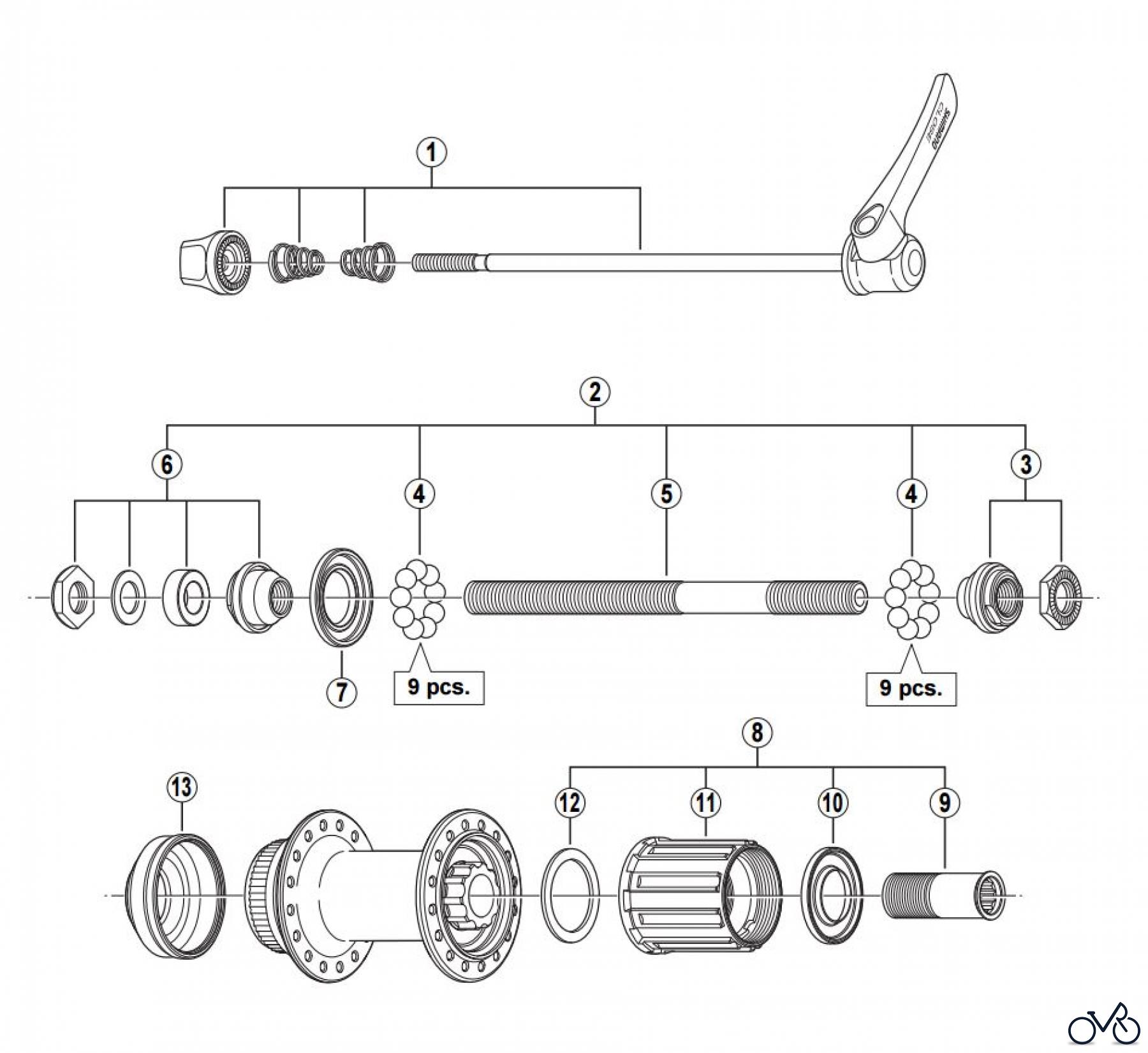  Shimano FH Free Hub - Freilaufnabe FH-T665 DEORE LX Freehub (8/9-Speed) 