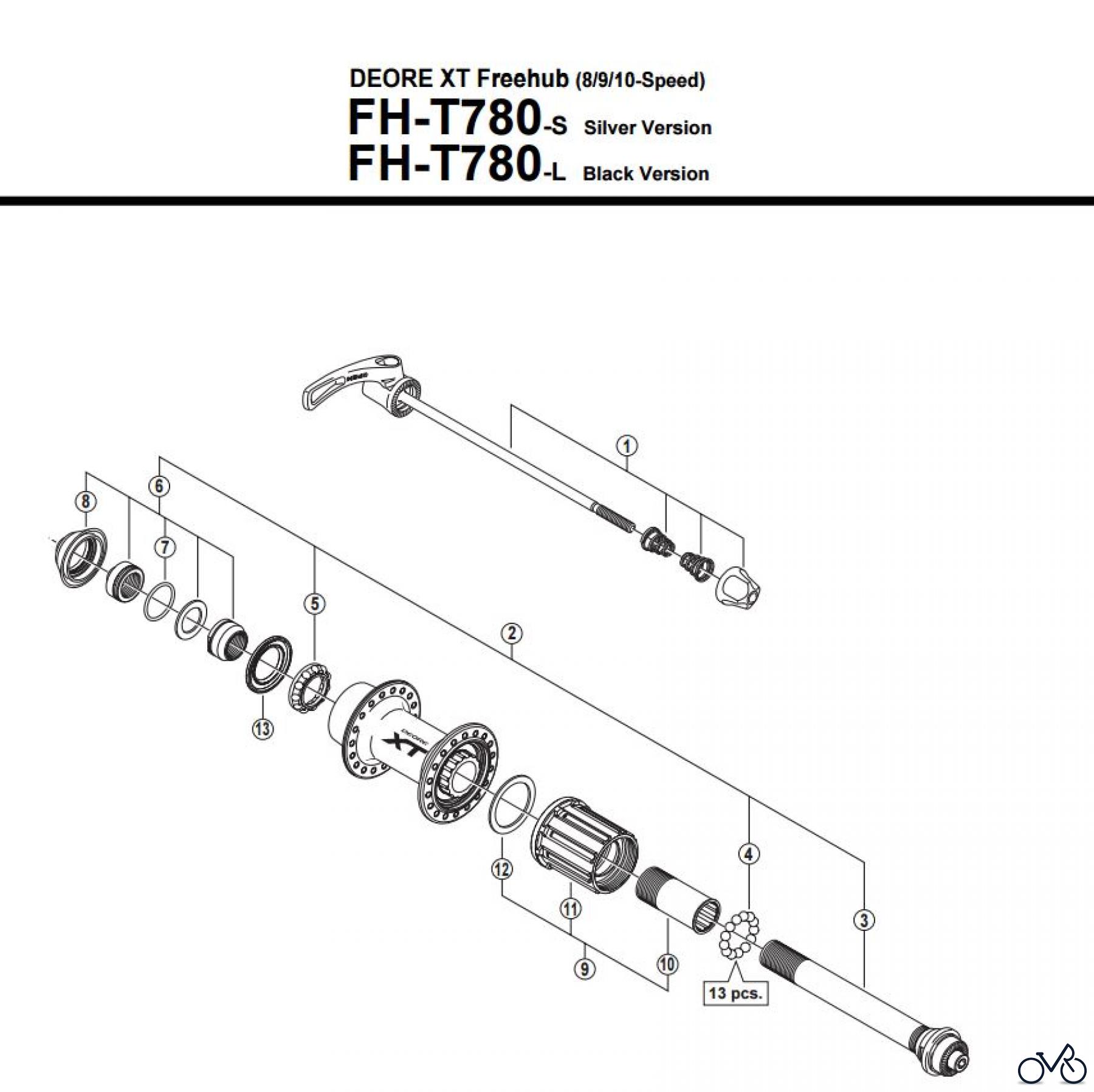 Shimano FH Free Hub - Freilaufnabe FH-T780 DEORE XT Freehub (8/9/10-Speed)