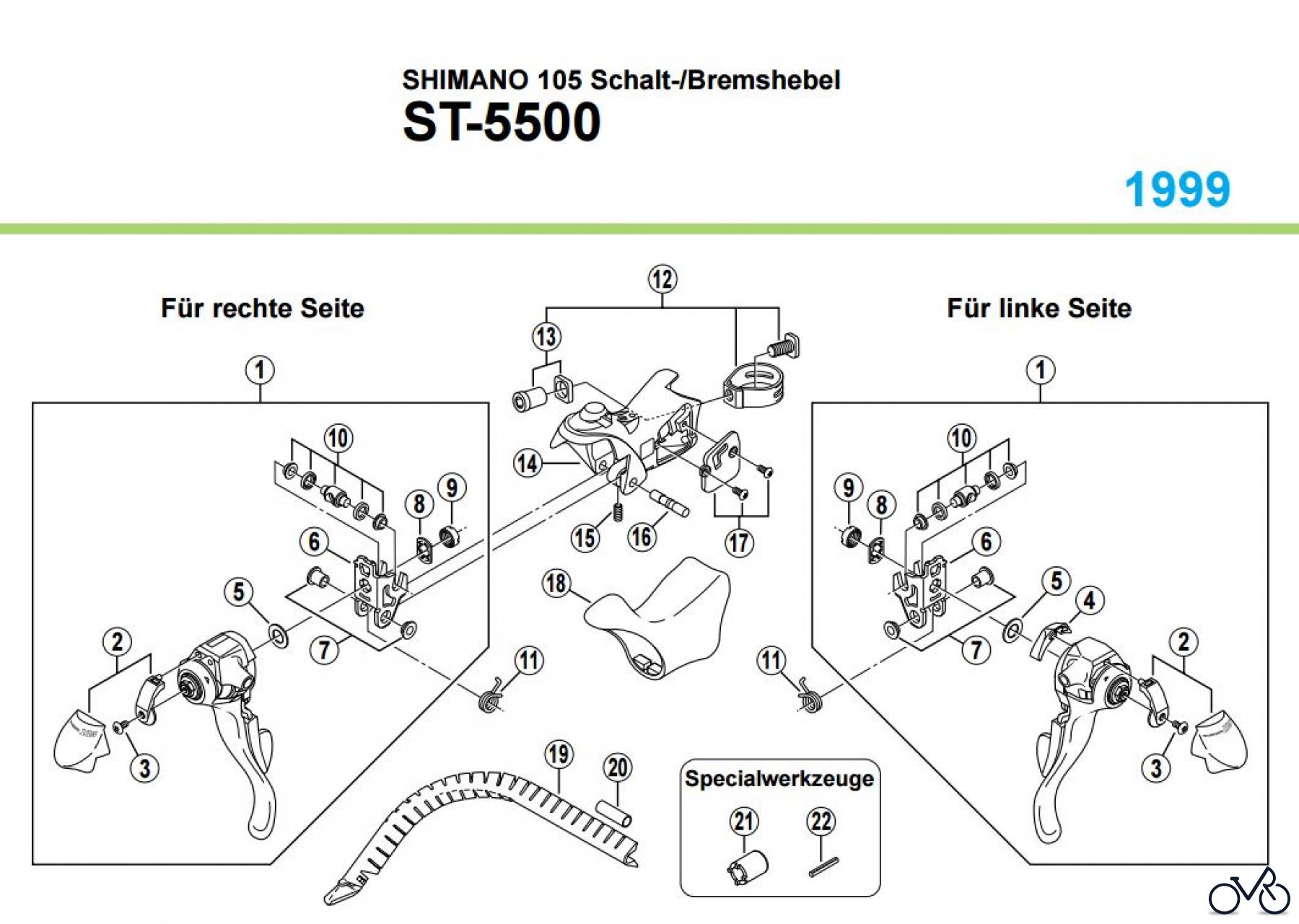 Shimano ST Rapidfire- Schaltbremshebel ST-5500, 1999 SHIMANO 105 Schalt-/Bremshebel