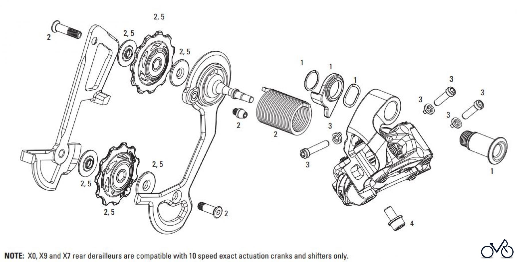  Sram Sram SRAM X0 / X9 / X7 / ViaGT - REAR DERAILLEUR 2x10, 3x10 (2011-2013)