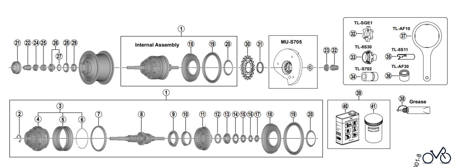  Shimano SG Getriebenabe /Nabenschaltung SG-S7051-8 ALFINE 8-Gang Nabenschaltung