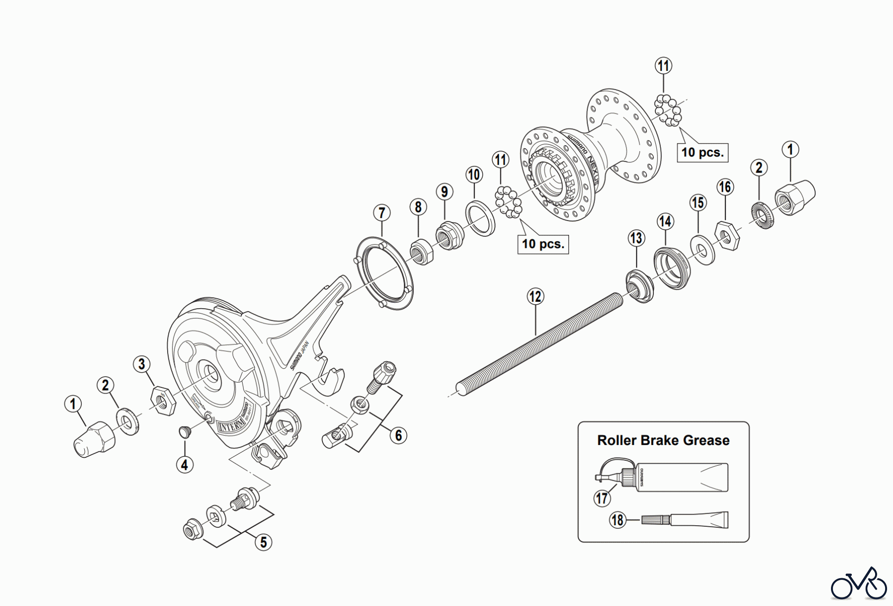 Shimano HB Hub - Vordere Nabe HB-IM40 Vorderradnabe (Rollenbremse)