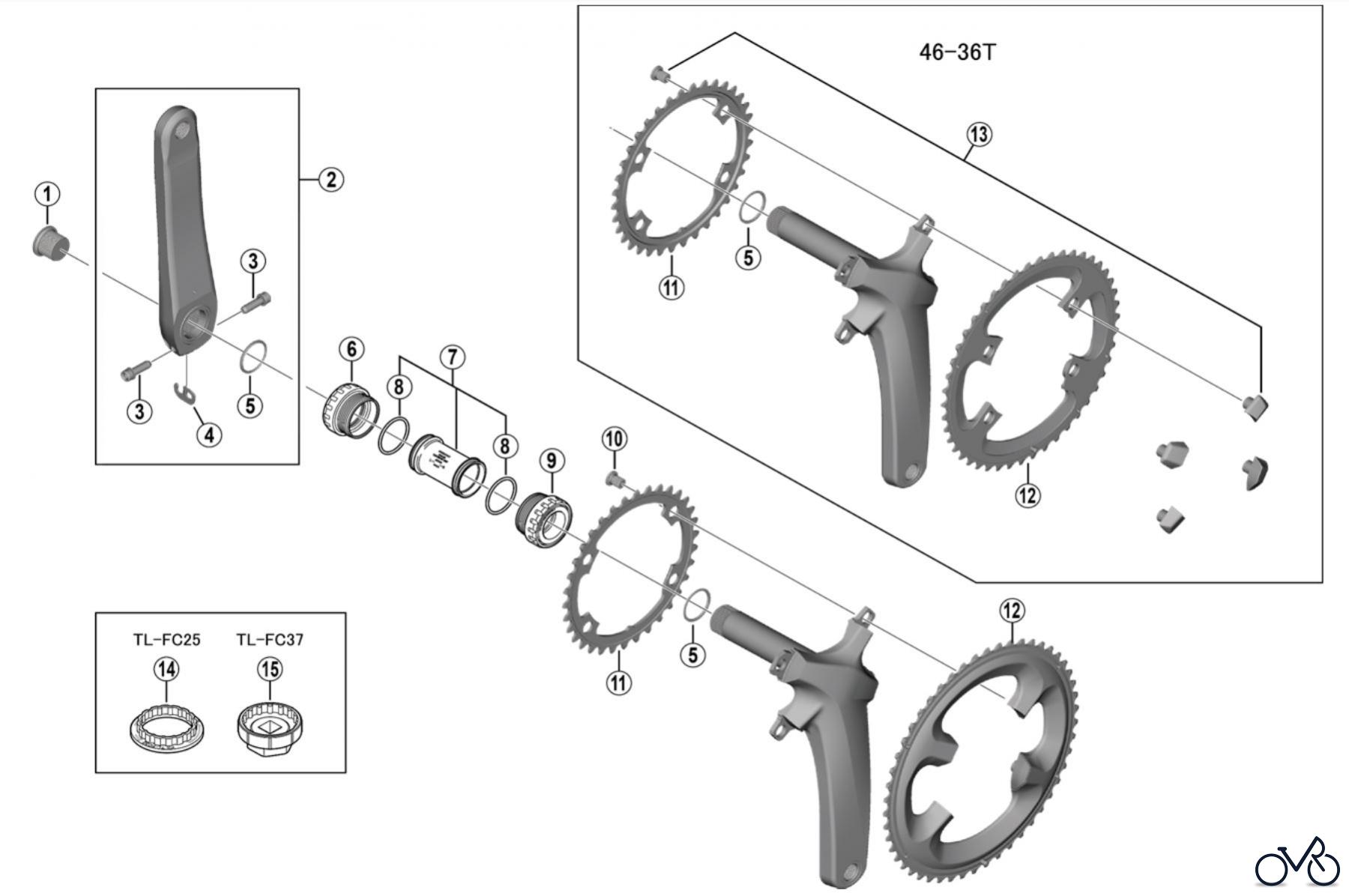 Shimano FC Front Chainwheel - Kurbelsatz, Vorderes Kettenblatt FC-R8000 ULTEGRA Crankset