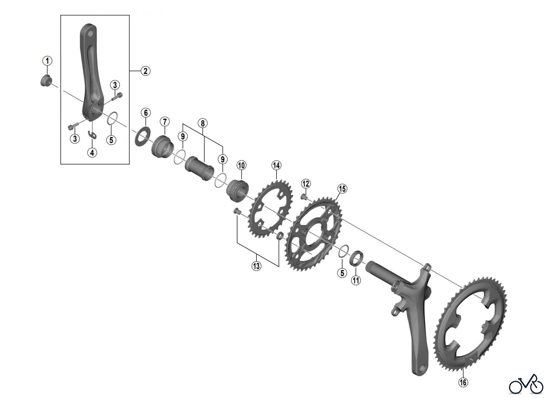 Shimano FC Front Chainwheel - Kurbelsatz, Vorderes Kettenblatt FC-4703 TIAGRA Crankset