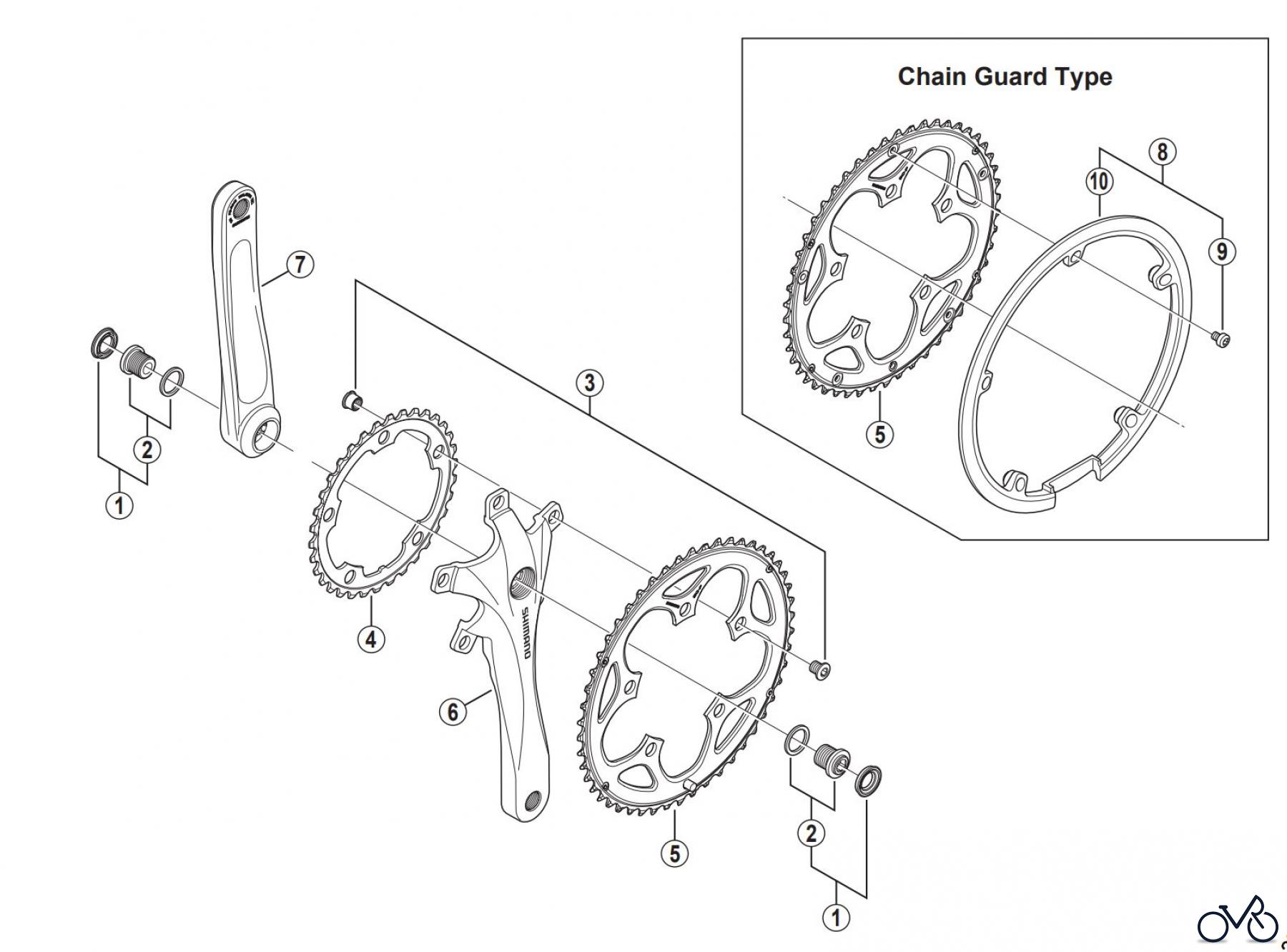 Shimano FC Front Chainwheel - Kurbelsatz, Vorderes Kettenblatt FC-R345 Front Chainwheel