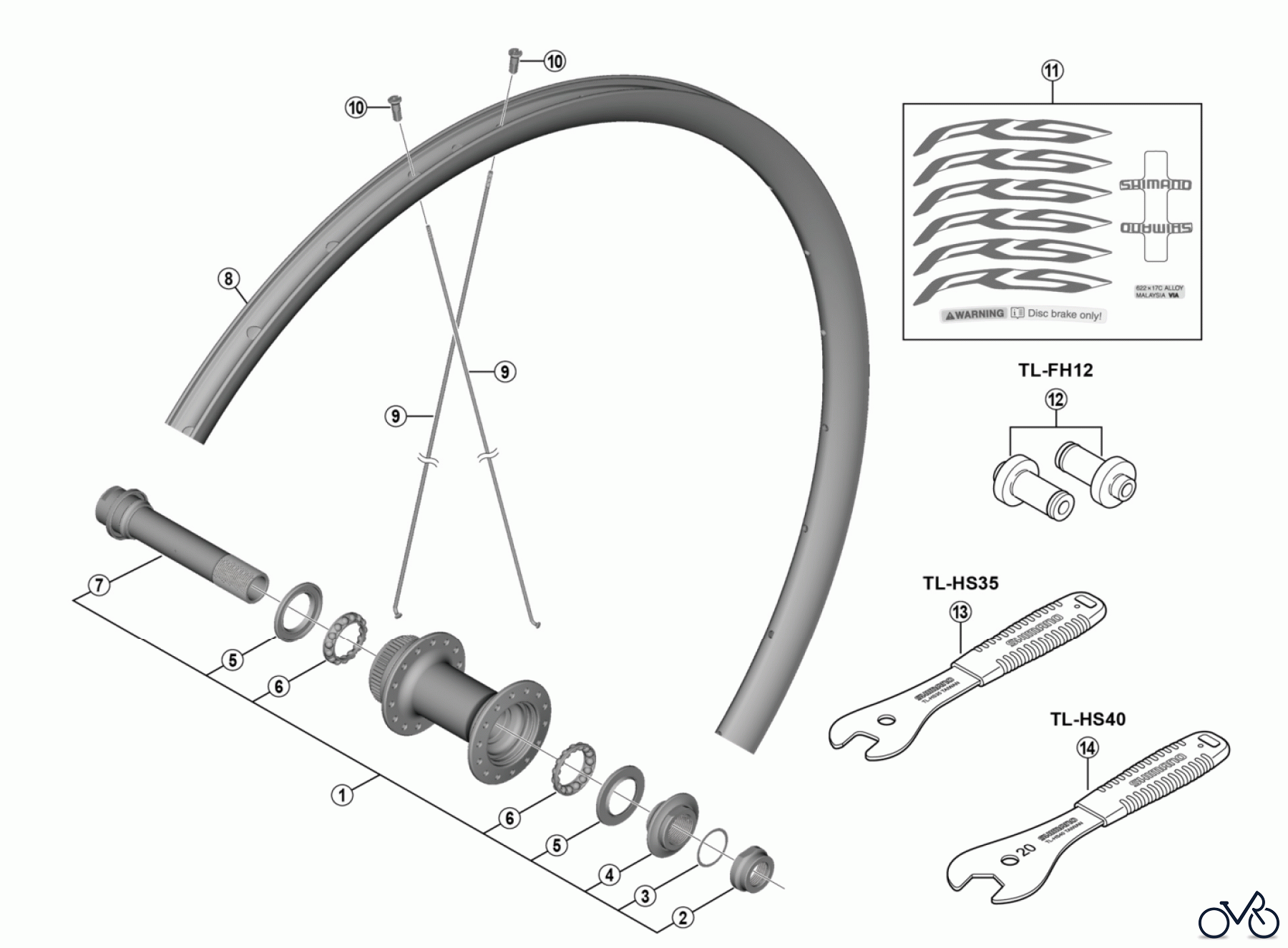  Shimano WH Wheels - Laufräder WH-RS170-CL-F12 Front Wheel