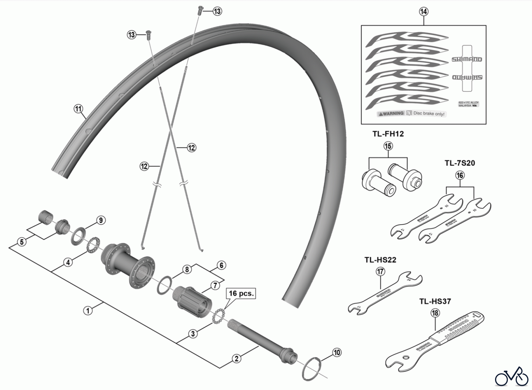  Shimano WH Wheels - Laufräder WH-RS170-CL-R12 Rear Wheel 