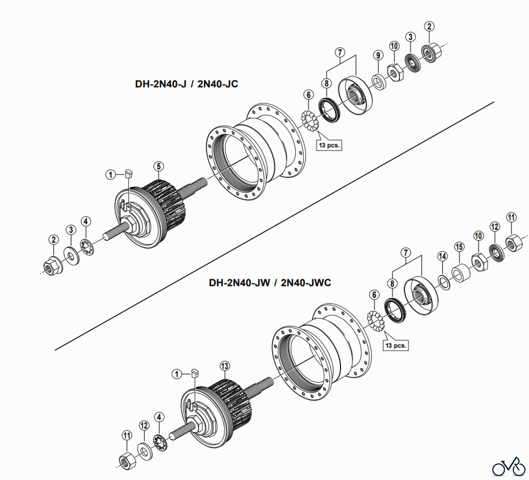  Shimano DH Dynamo Hub - Nabendynamo DH-2N40-J, DH-2N40-JC, DH-2N40-JW, DH-2N40-JWC  Nexus Hub Dynamo （6V-2.4W)