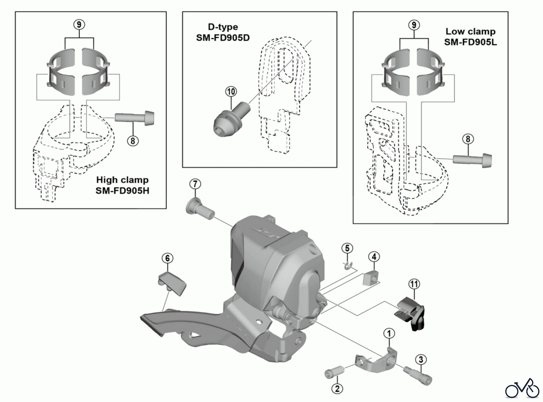  Shimano FD Front Derailleur - Umwerfer FD-M8070 DEORE XT Down Swing Front Derailleur (2x11-speed)