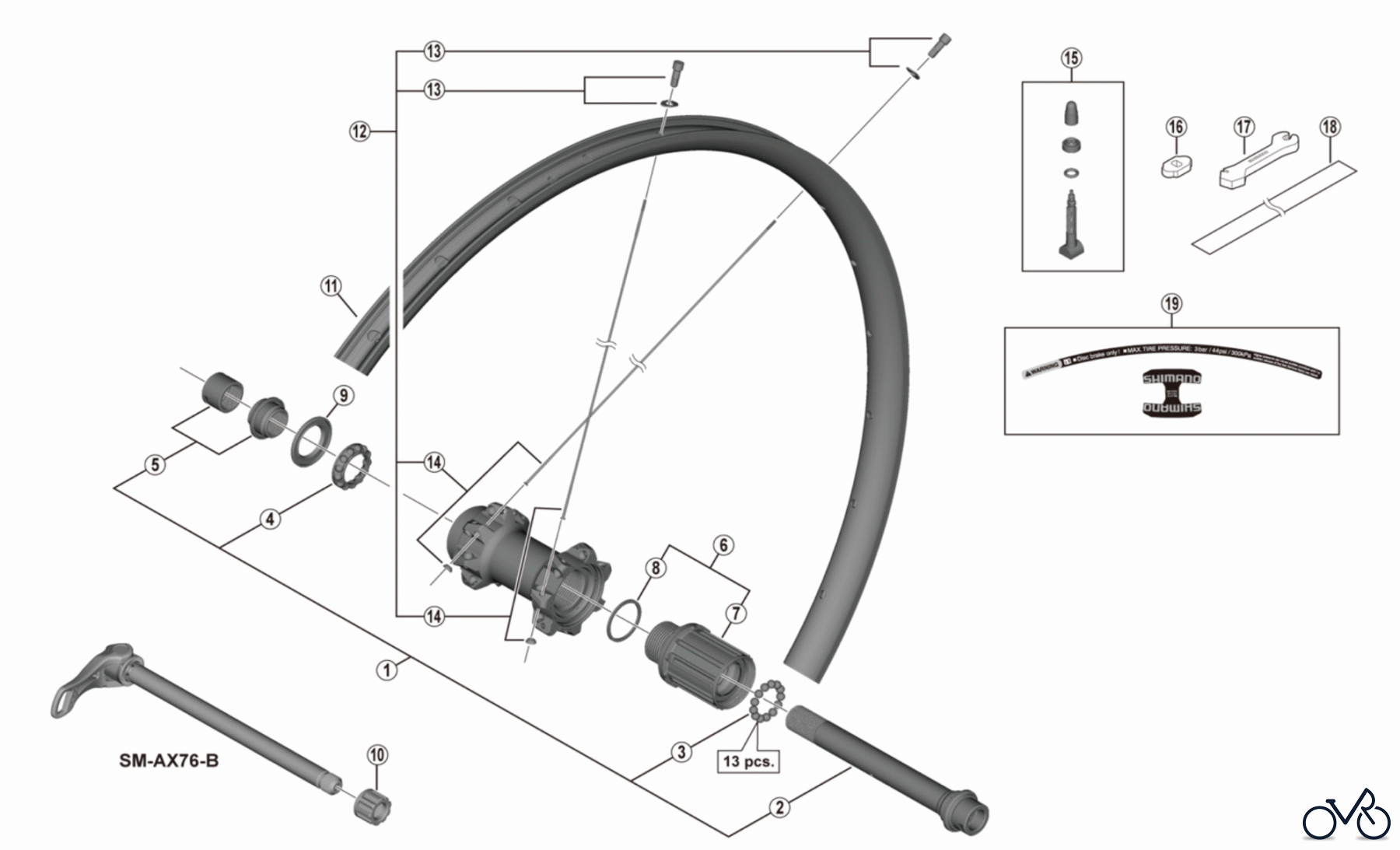  Shimano WH Wheels - Laufräder WH-M8000-TL-R12-B-275