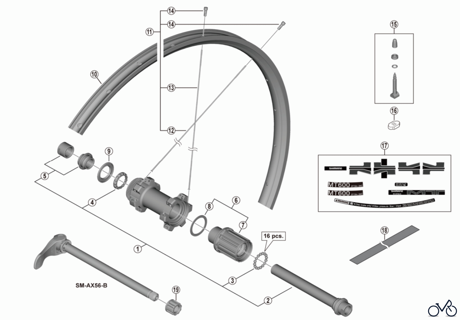  Shimano WH Wheels - Laufräder WH-MT600-TL-R12-B-275  Rear Wheel