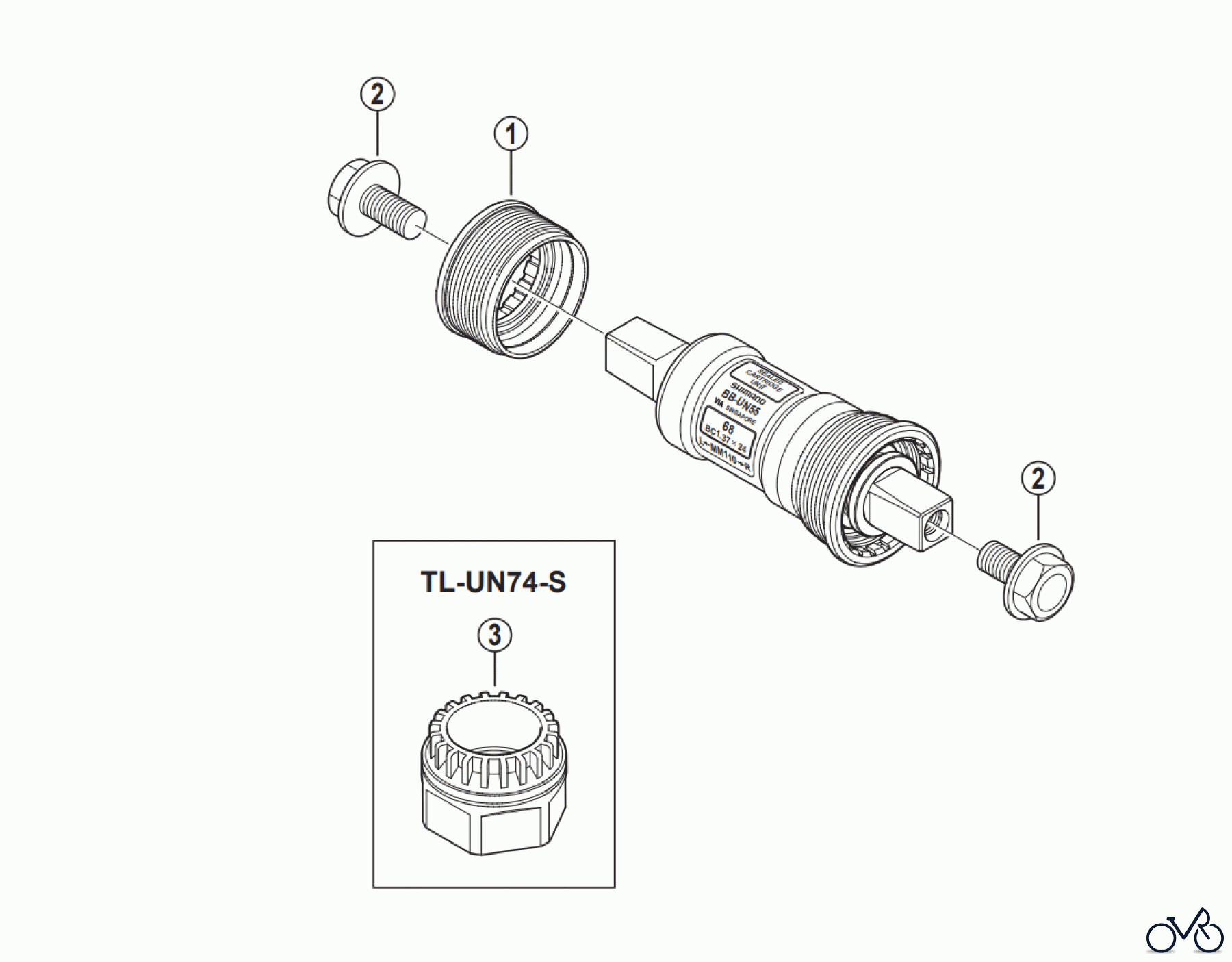  Shimano BB Bottom Bracket- Tretlager BB-UN55  Bottom Bracket Assembly