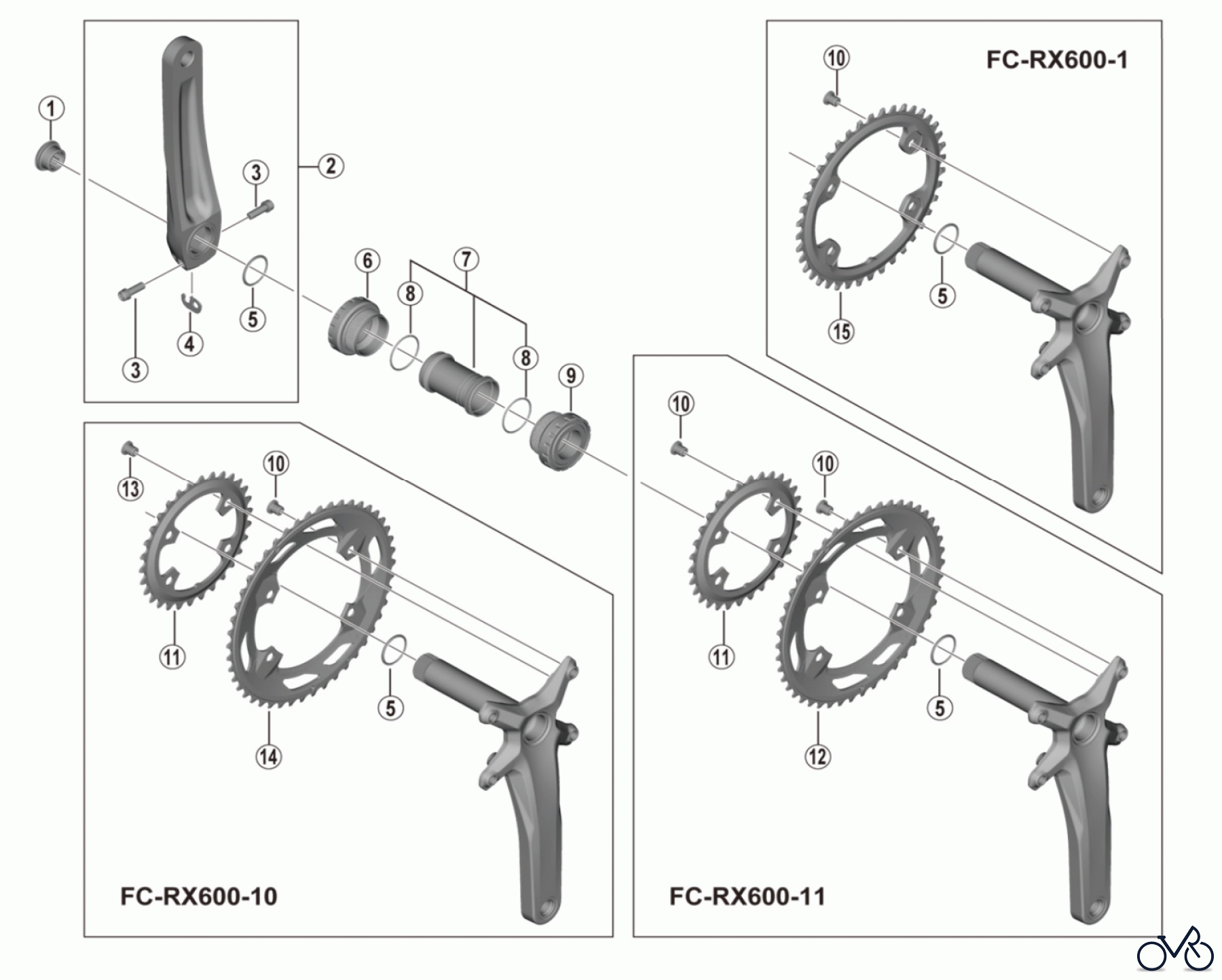  Shimano FC Front Chainwheel - Kurbelsatz, Vorderes Kettenblatt FC-RX600  GRX Crankset
