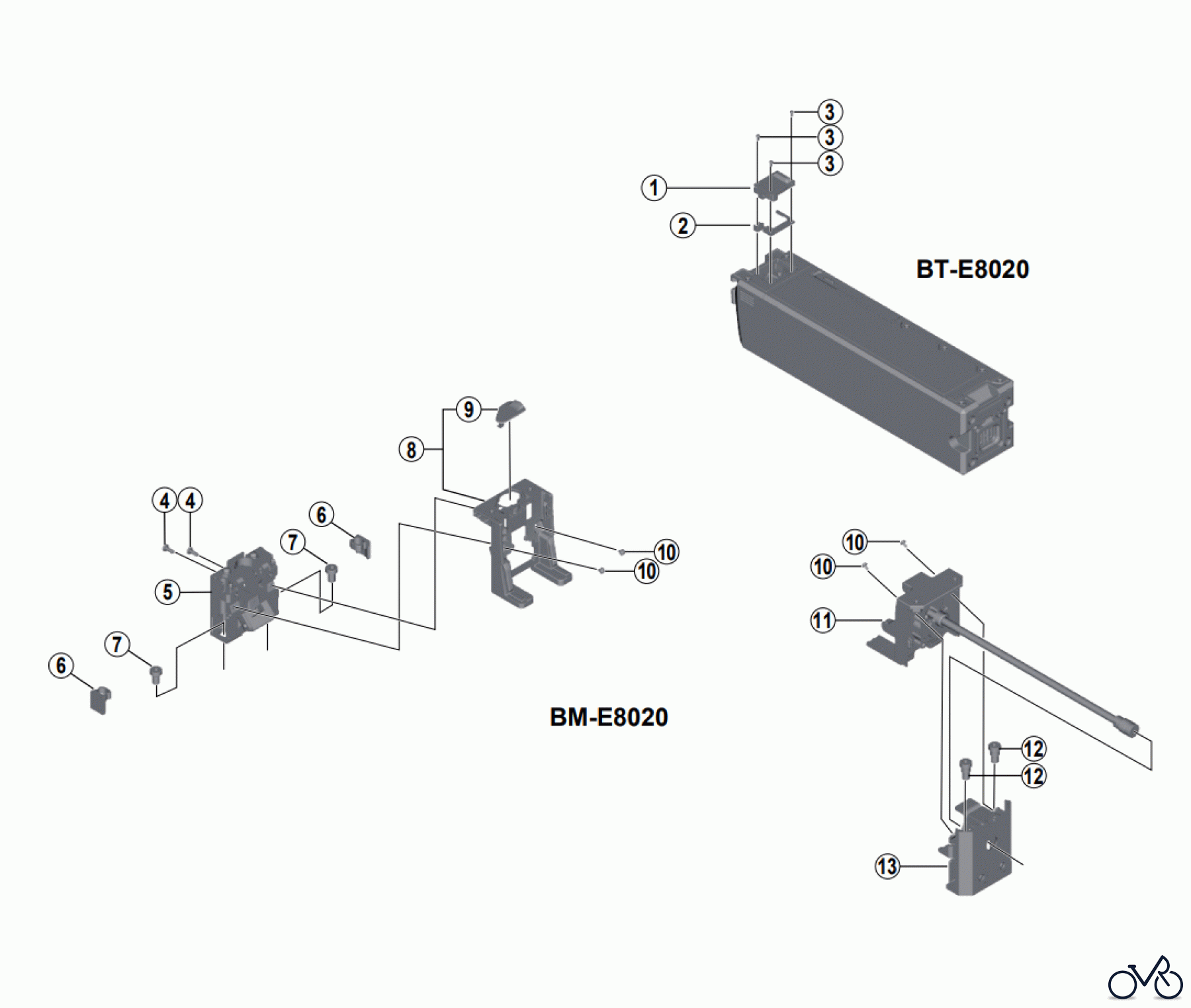  Shimano SM Smallparts - Kleinteile, RT, BT, BB, CD BT-E8020  Battery / Battery Mount
