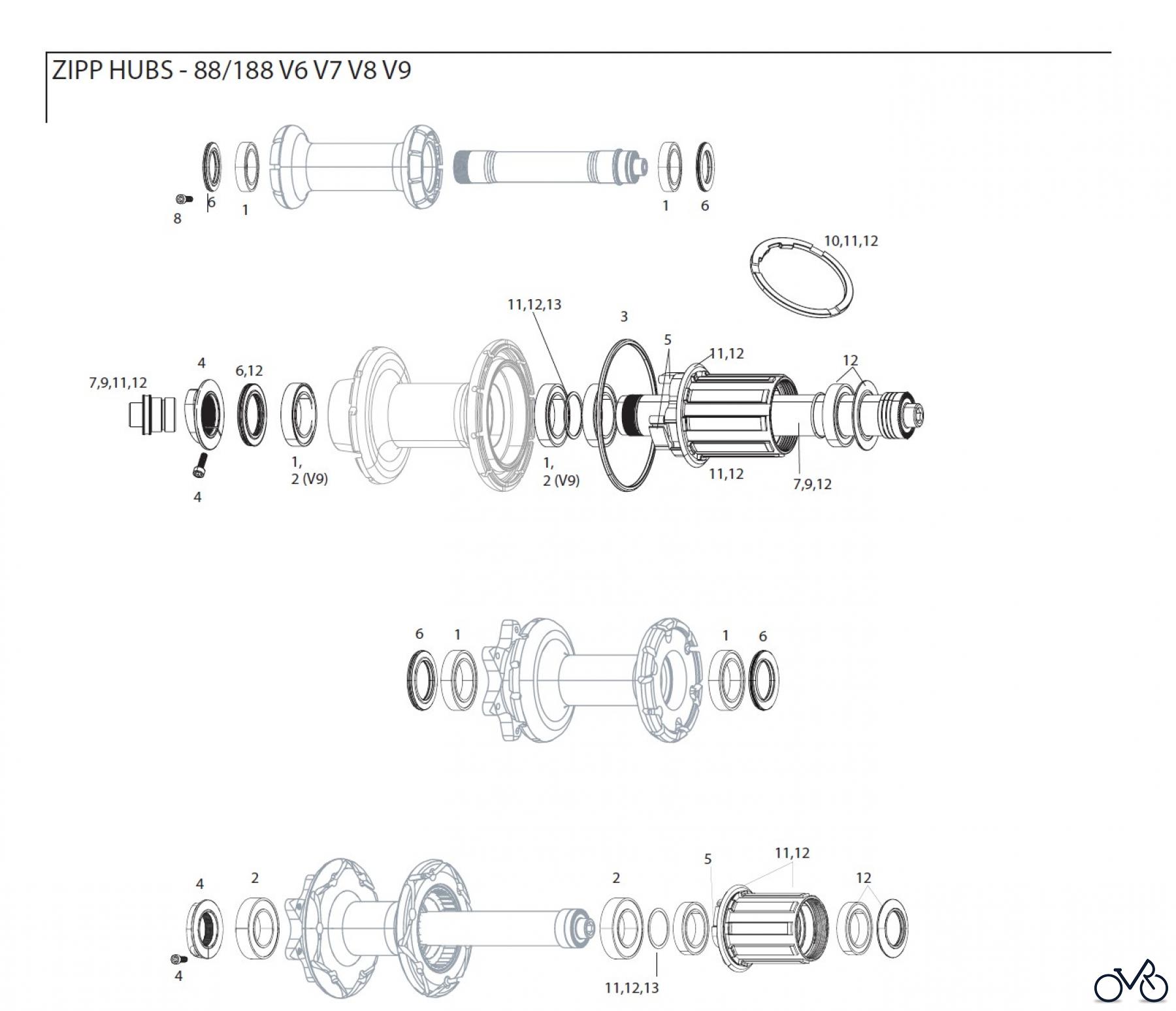  Sram Zipp ZIPP HUBS - 88/188 V6 V7 V8 V9