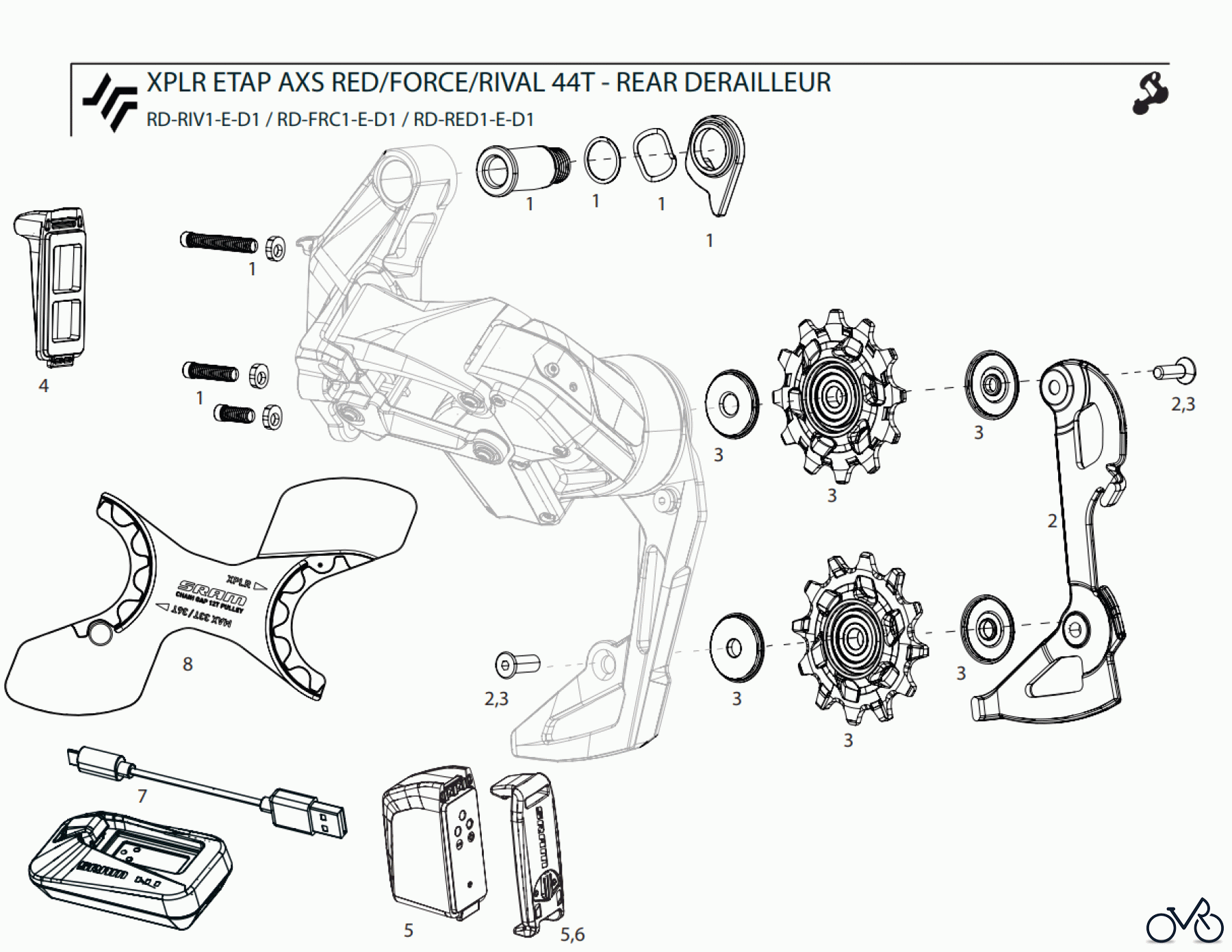  Sram Sram XPLR ETAP AXS RED/FORCE/RIVAL 44T - REAR DERAILLEUR
