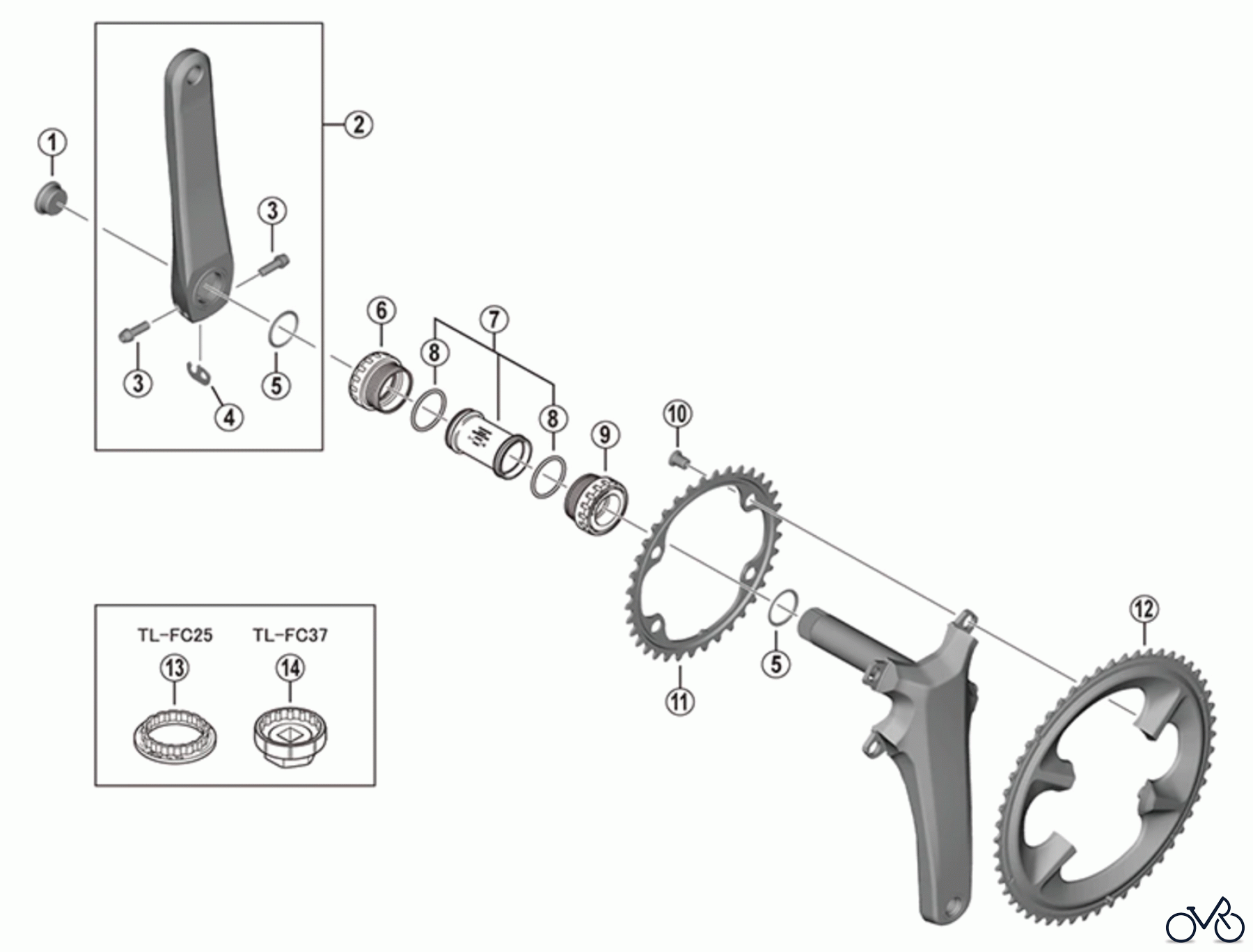  Shimano FC Front Chainwheel - Kurbelsatz, Vorderes Kettenblatt FC-R8100 (-4862) Ultegra Kurbelgarnitur