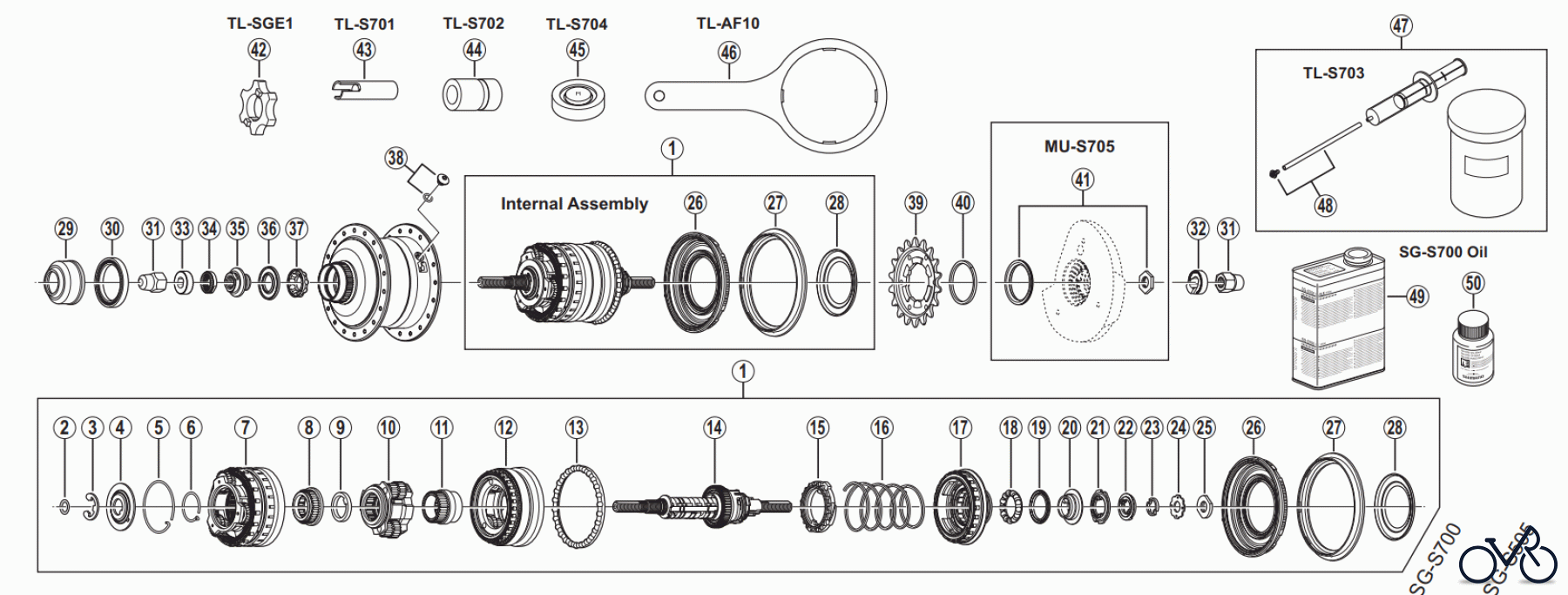  Shimano SG Getriebenabe /Nabenschaltung SG-S705  ALFINE 11-Speed Internal Hub