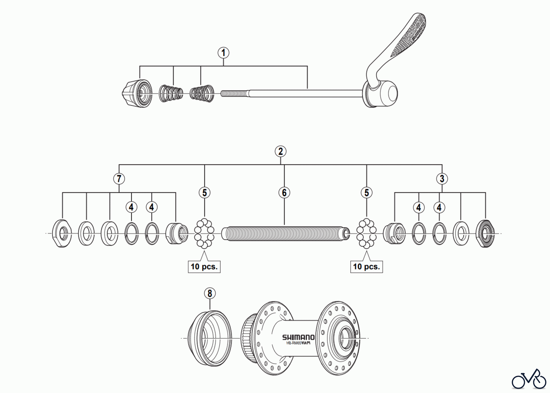 Shimano HB Hub - Vordere Nabe HB-RM65