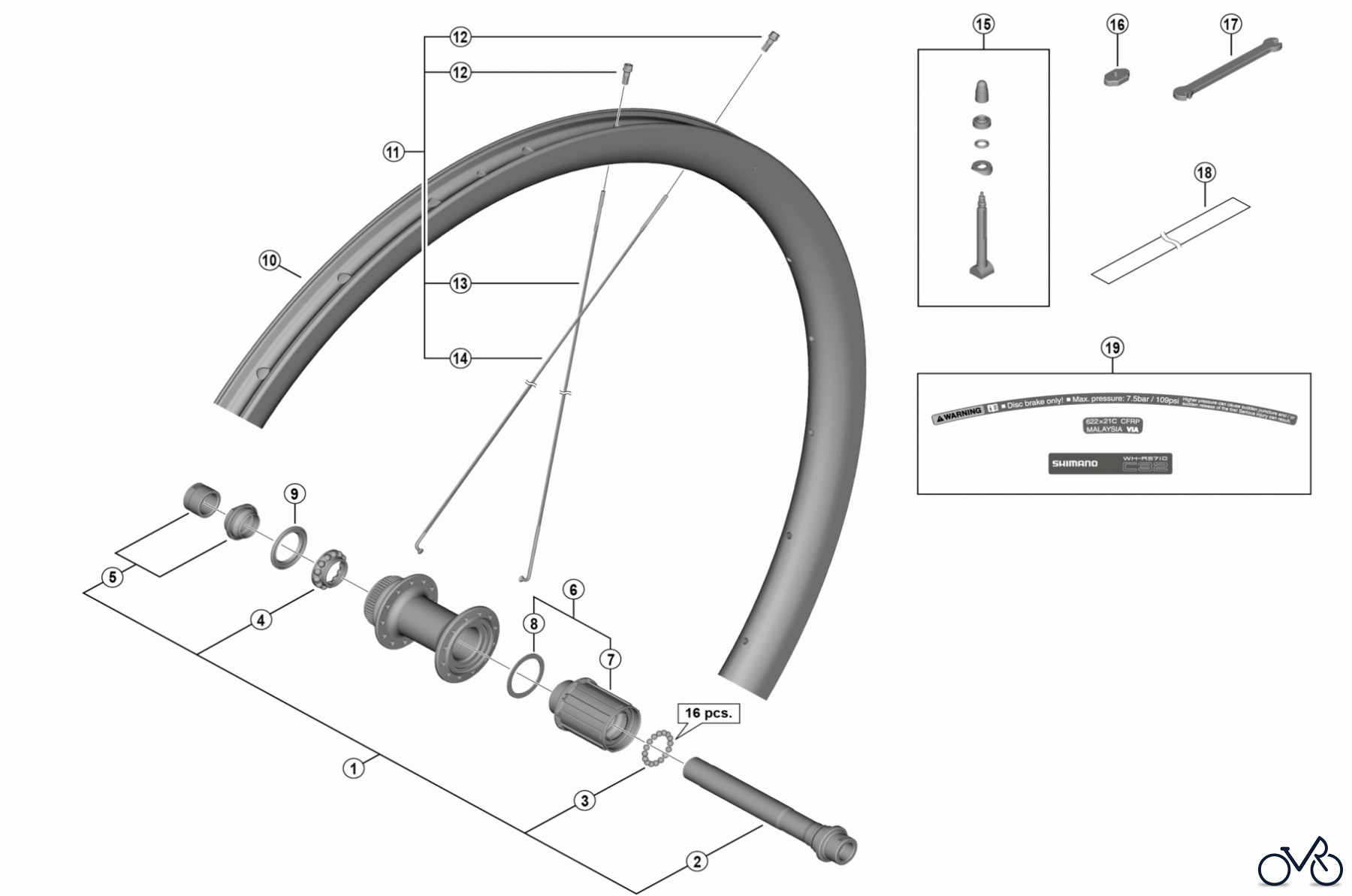  Shimano WH Wheels - Laufräder WH-RS710-C32-TL-R (-5026)