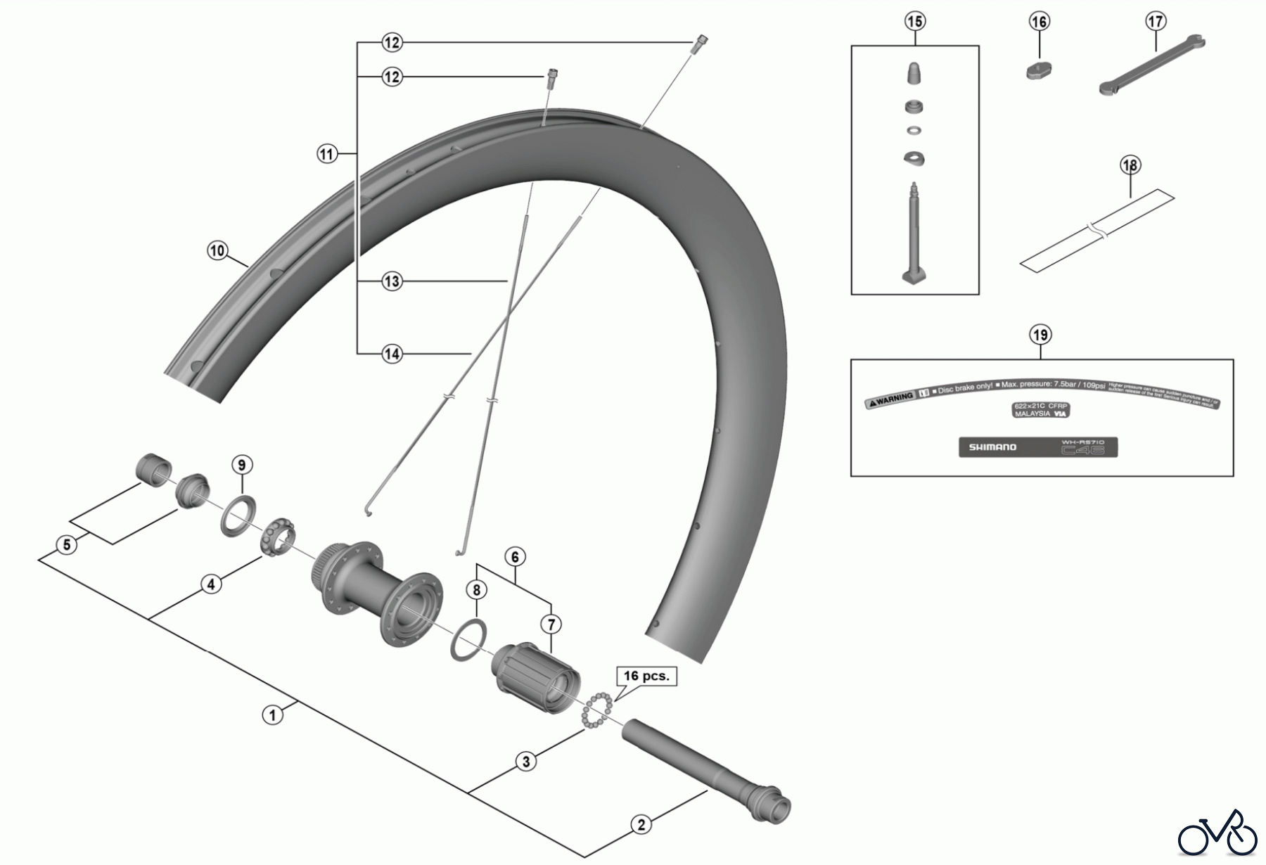  Shimano WH Wheels - Laufräder WH-RS710-C46-TL-R (-5028)
