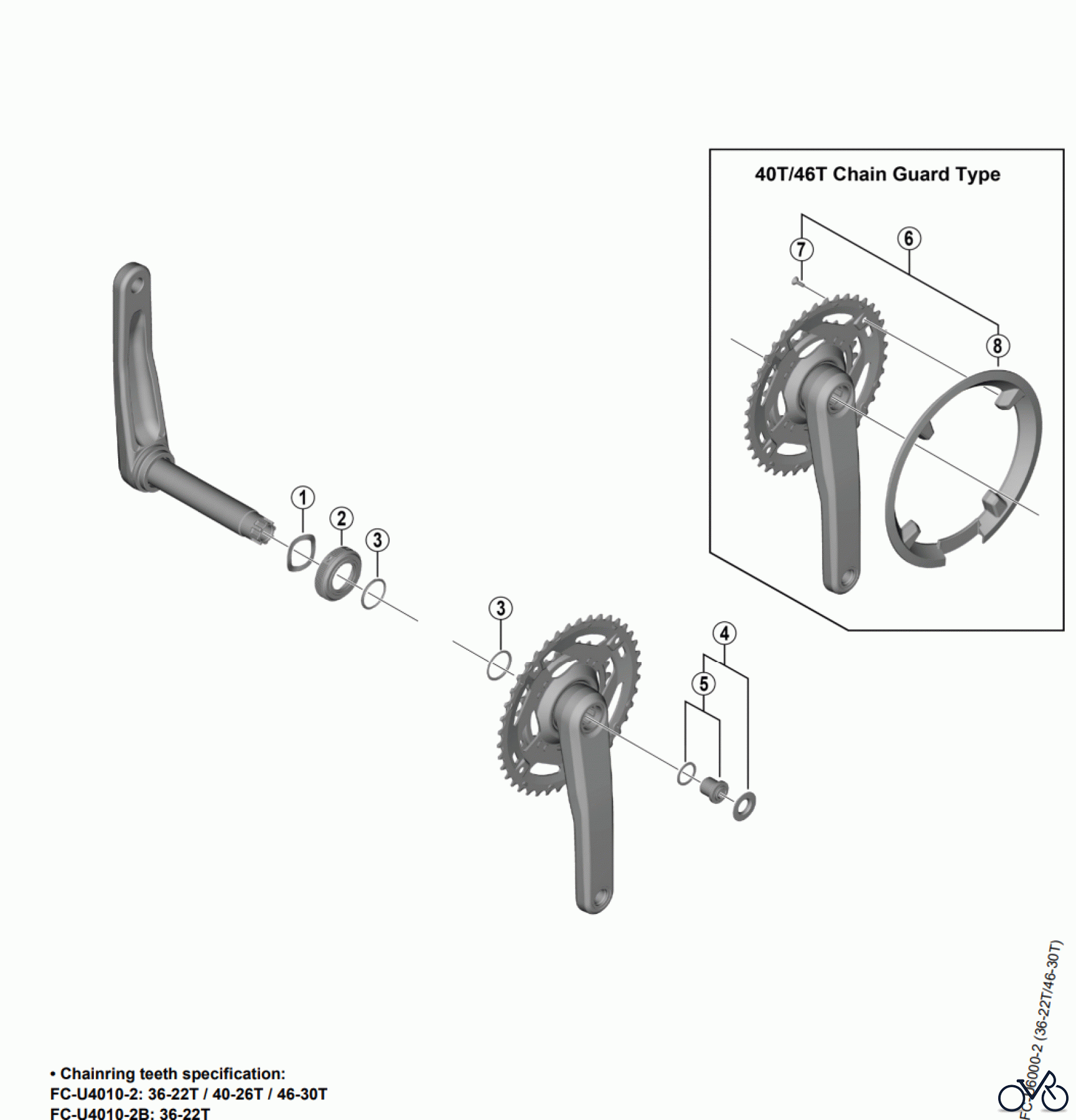 Shimano FC Front Chainwheel - Kurbelsatz, Vorderes Kettenblatt FC-U4010-2 FC-U4010-2B CUES Crankset
