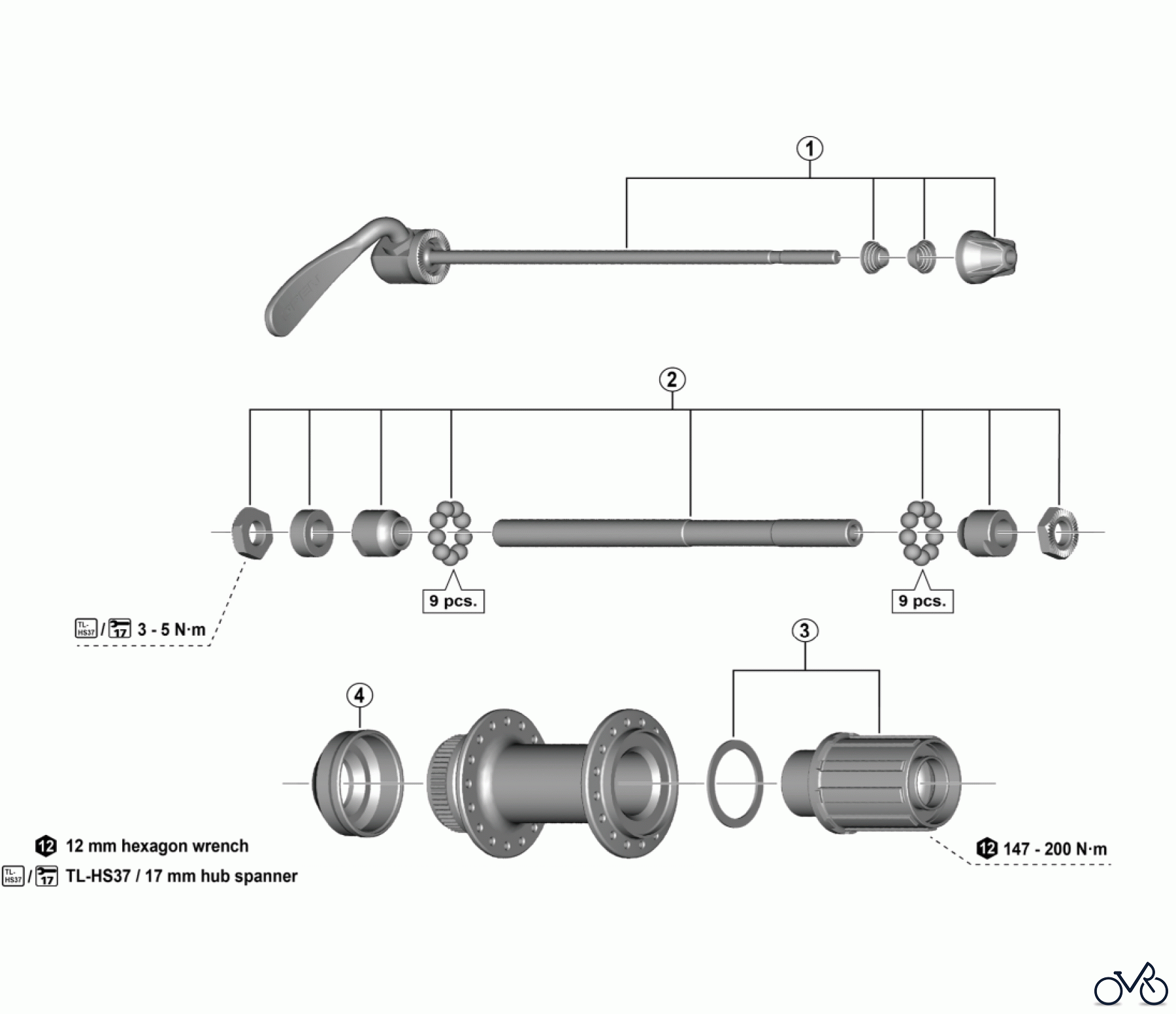 Shimano FH Free Hub - Freilaufnabe FH-QC300-HM FREEHUB (11/10/9/8-speed)