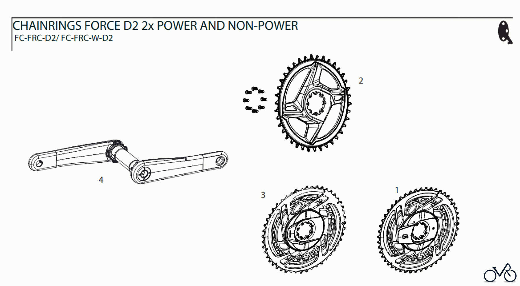Sram Sram CHAINRINGS FORCE D2 2x POWER AND NON-POWER